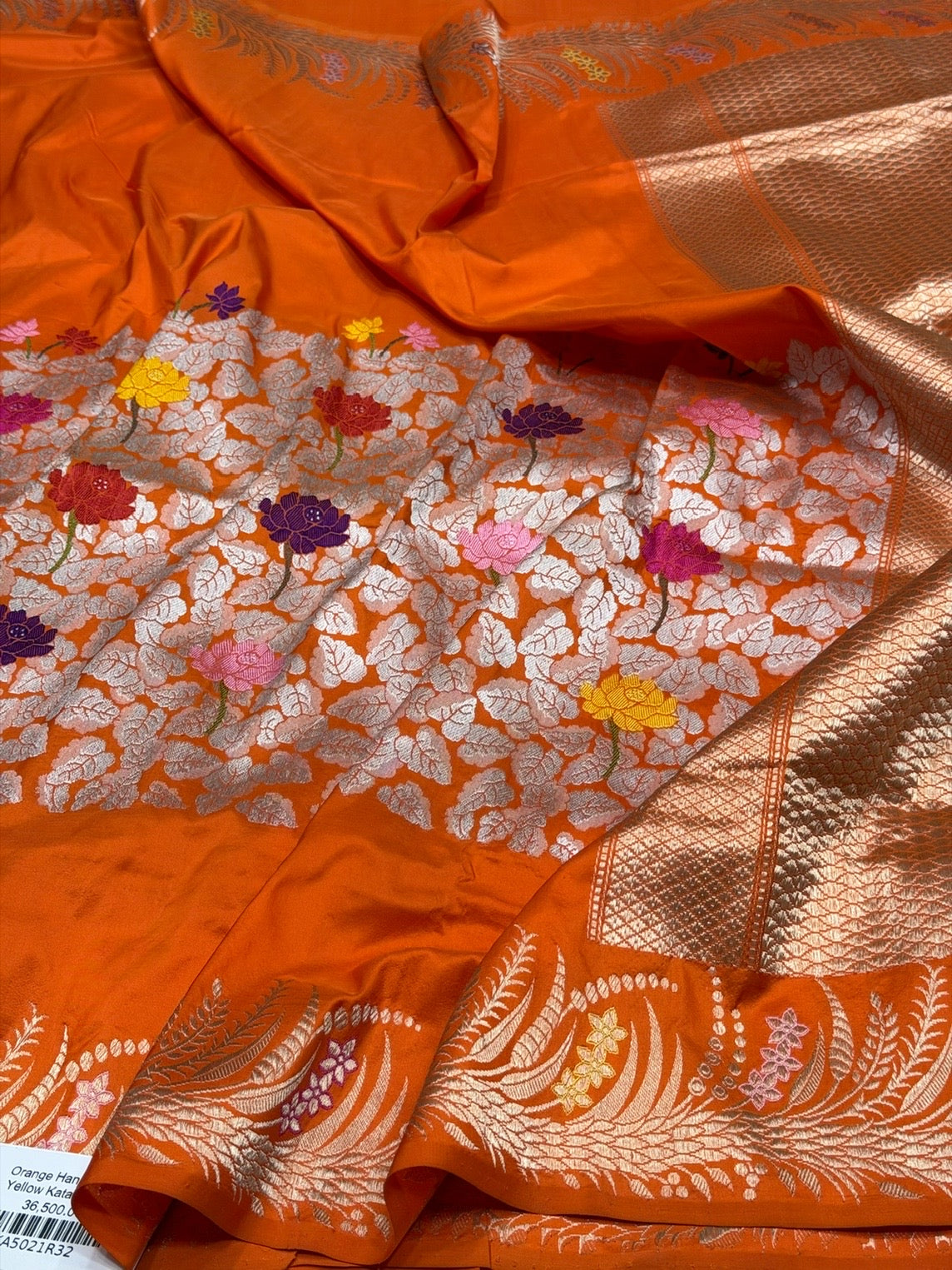 Orange Handwoven Banarasi Pure Silk Saree