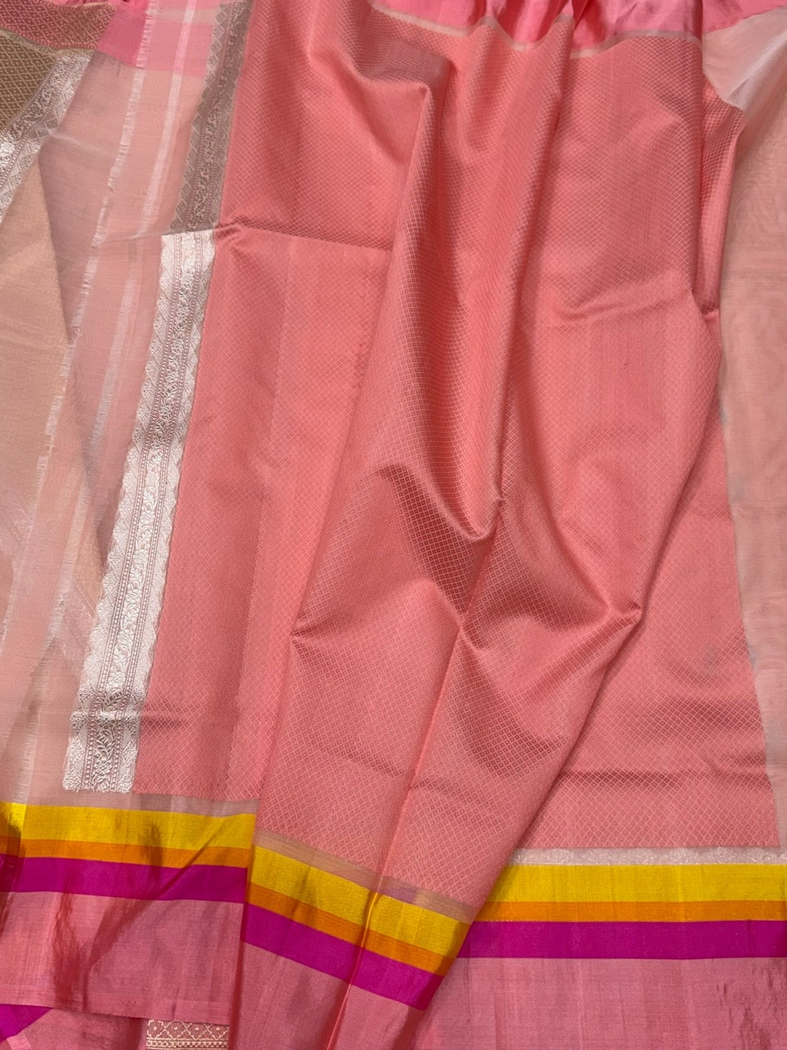 Peach Handwoven Pure Organza Silk Saree
