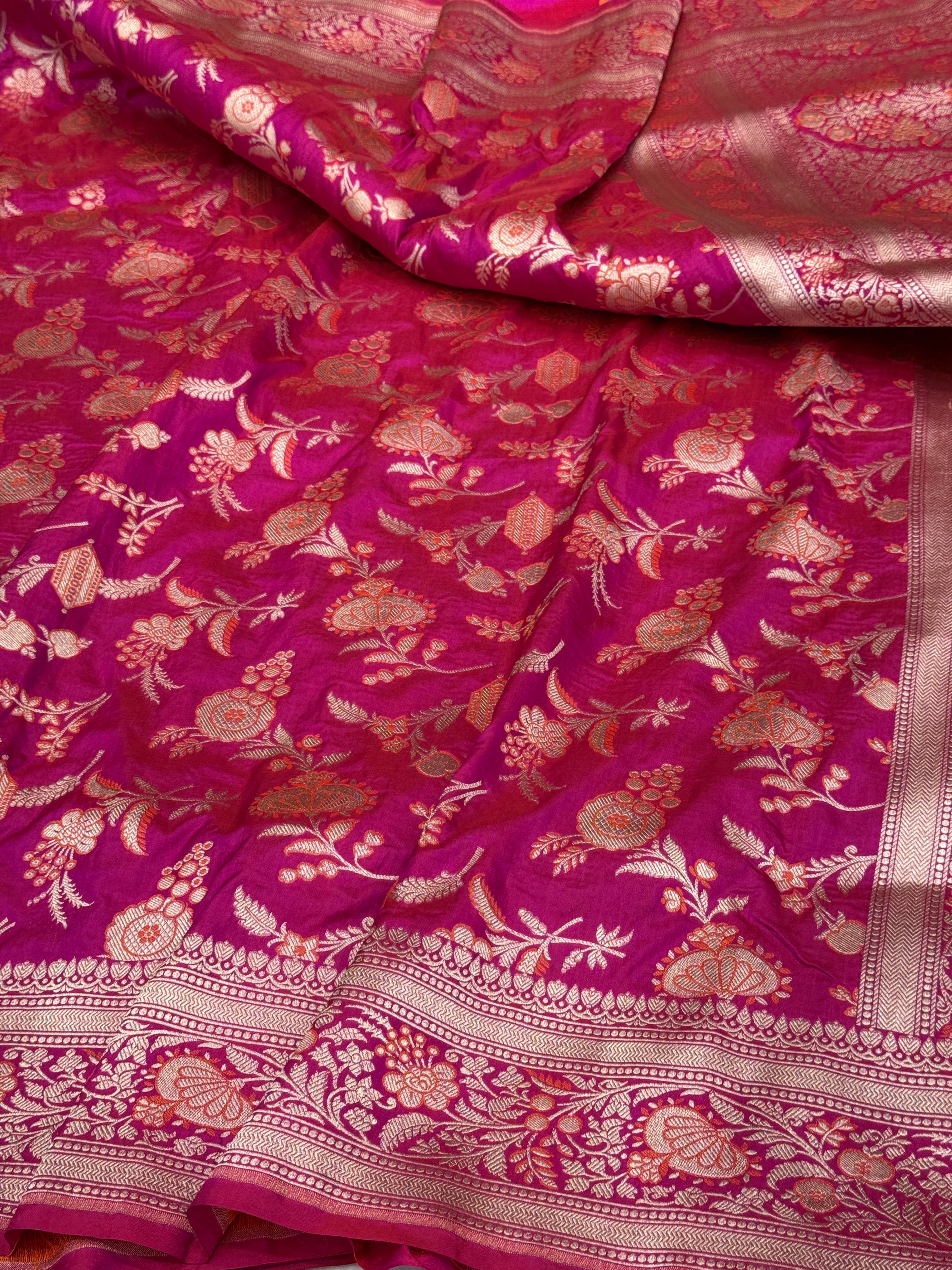 Rani Pink Minakari Pure Silk Saree