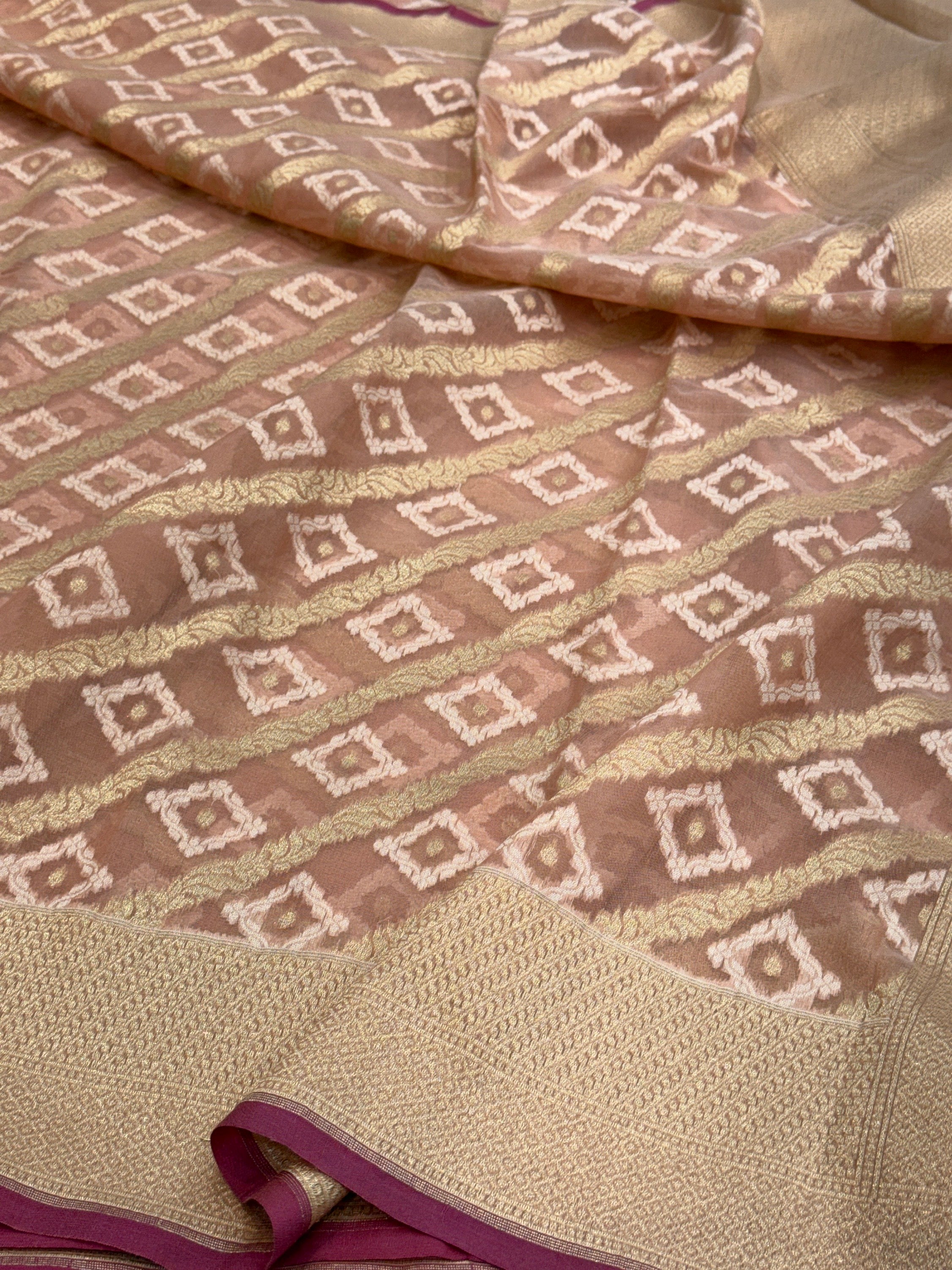 Peach Banarasi Pure Cotton Saree