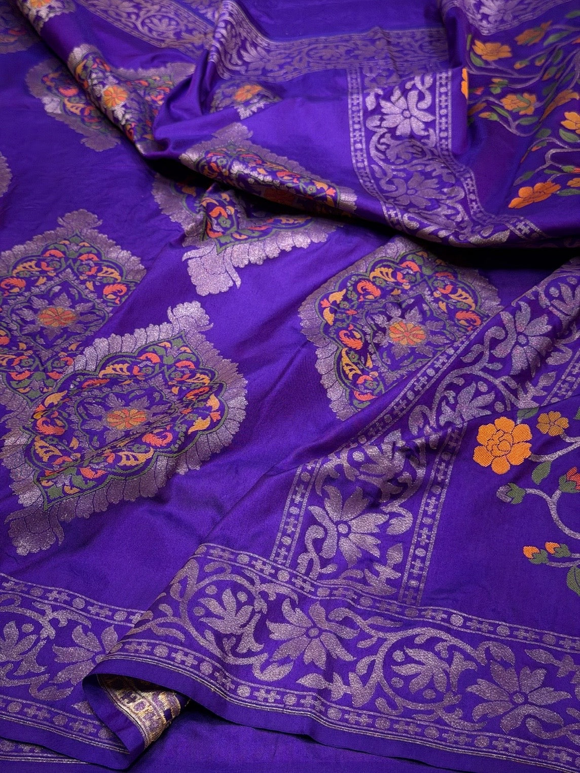 Purple Handwoven Pure Banarasi Ektara Silk Saree