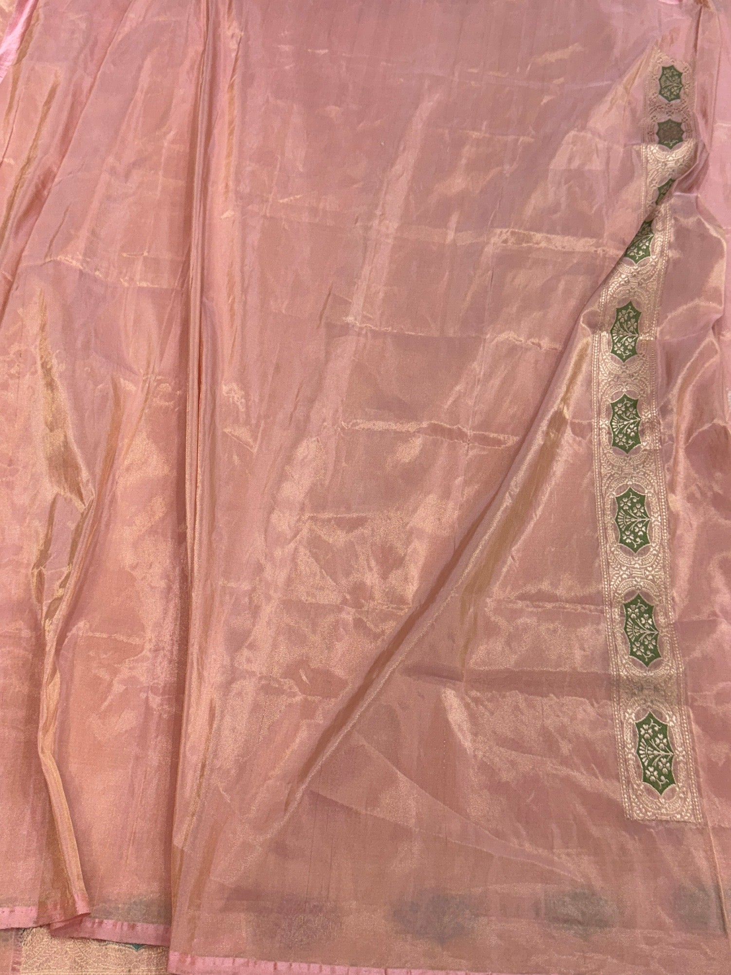 Peach Handwoven Pure Banarasi Tissue Silk Saree