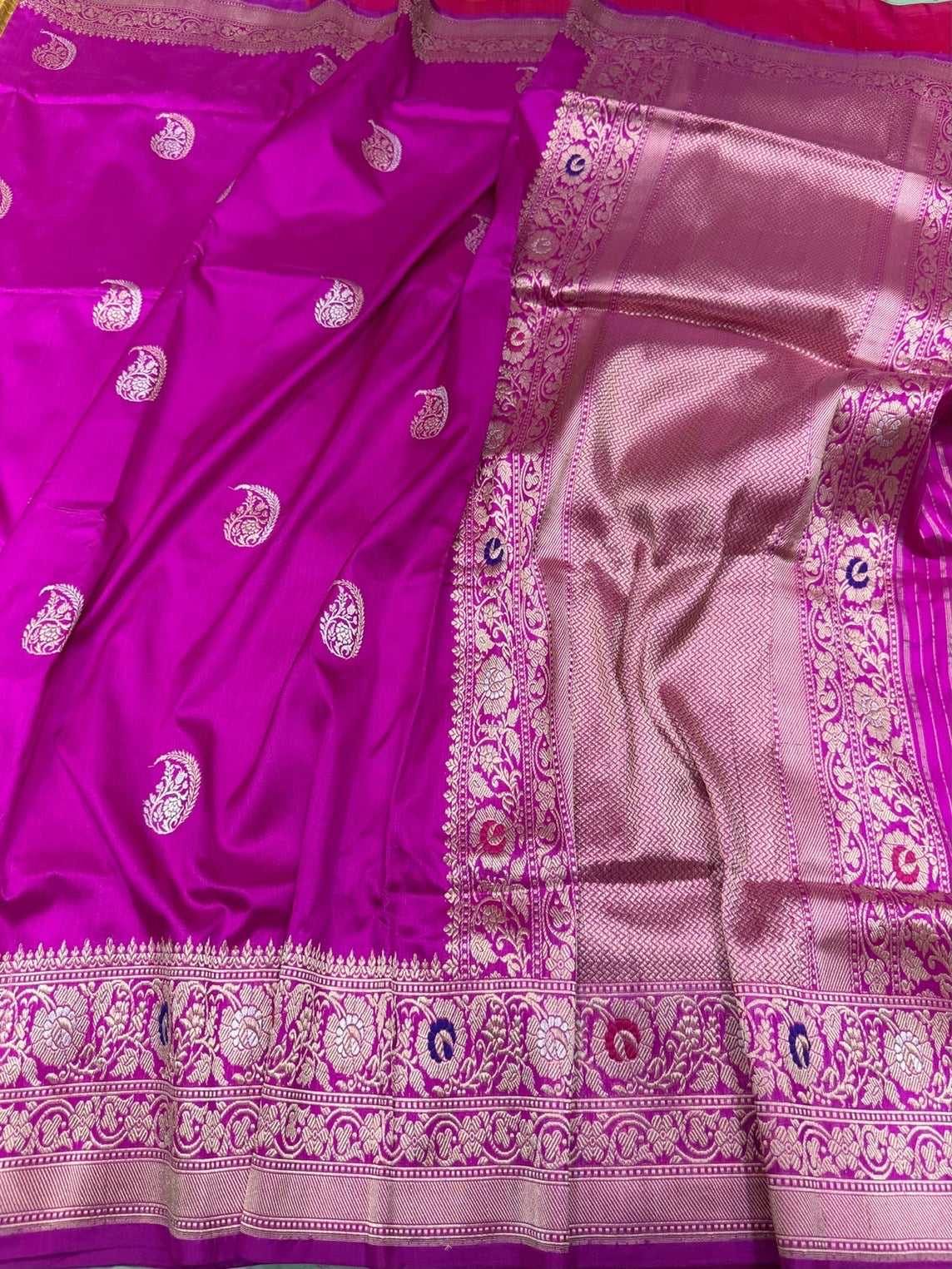 Rani Pink Handwoven Pure Banarasi Silk Saree