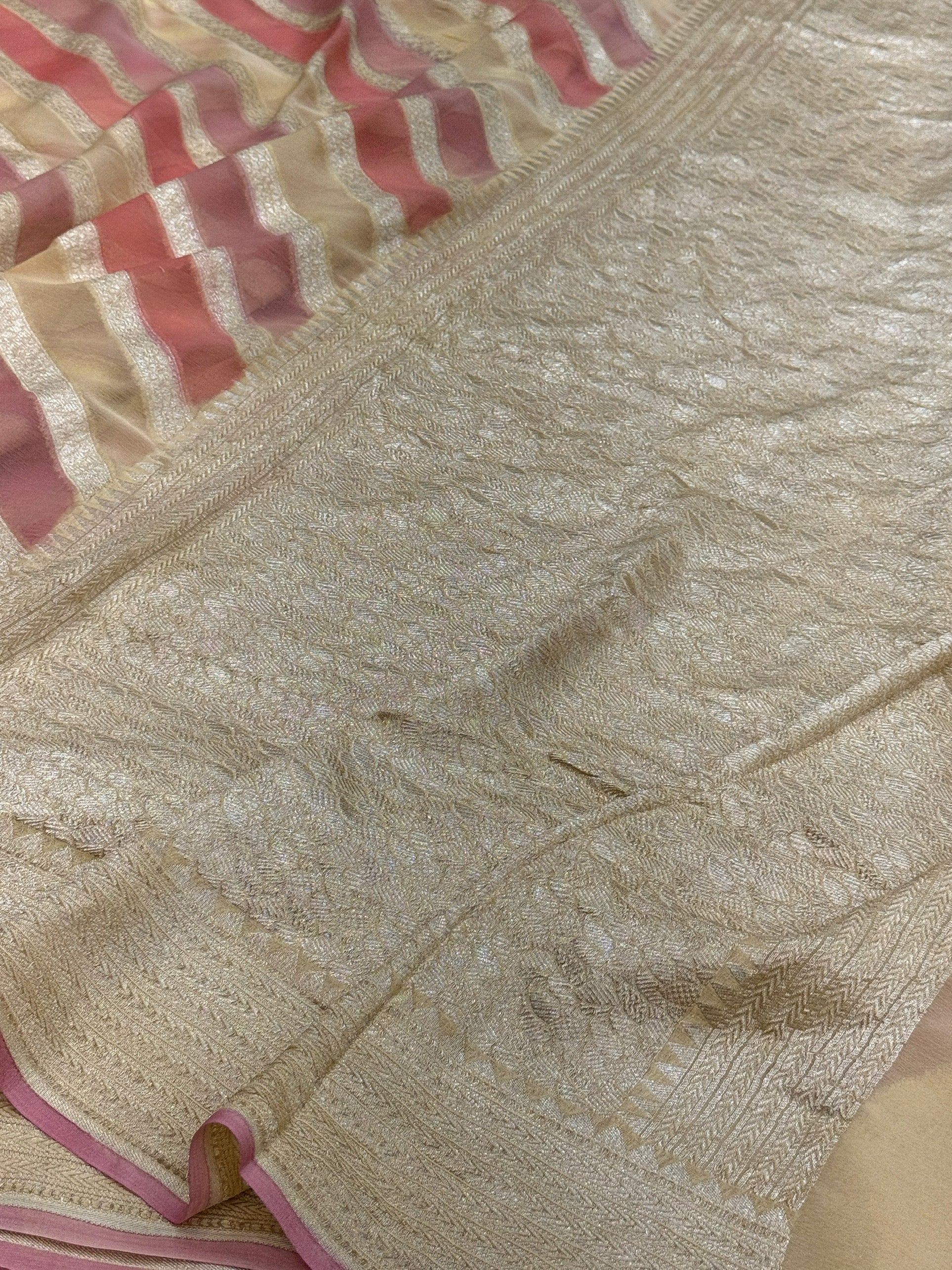 Cream Rangkaat Banarasi Chiffon Georgette Saree