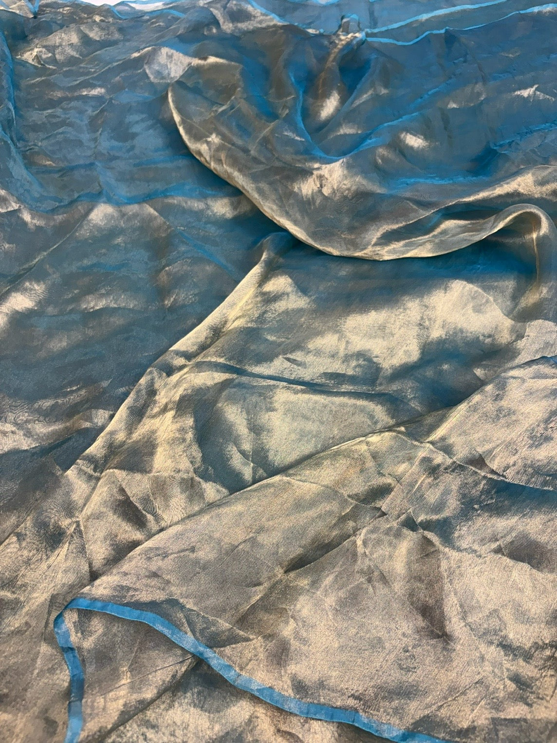Powder Blue Pure Banarasi Tissue Silk Saree