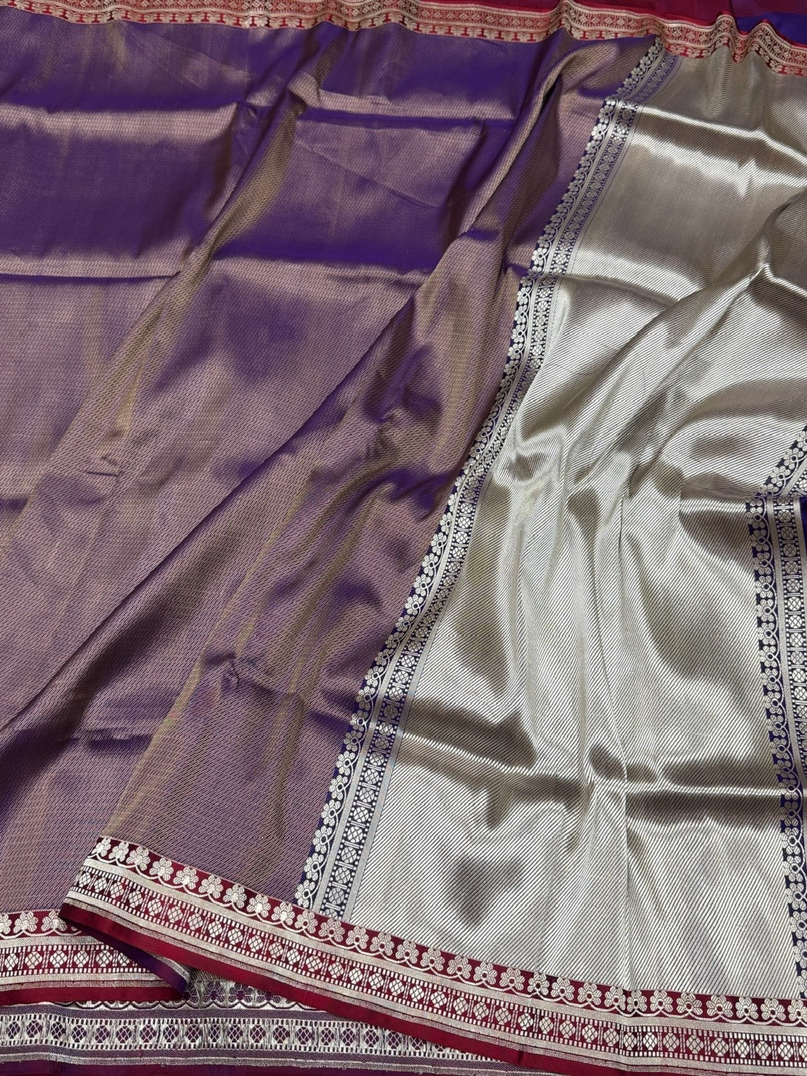 Purple Handwoven Pure Banarasi Brocade Saree