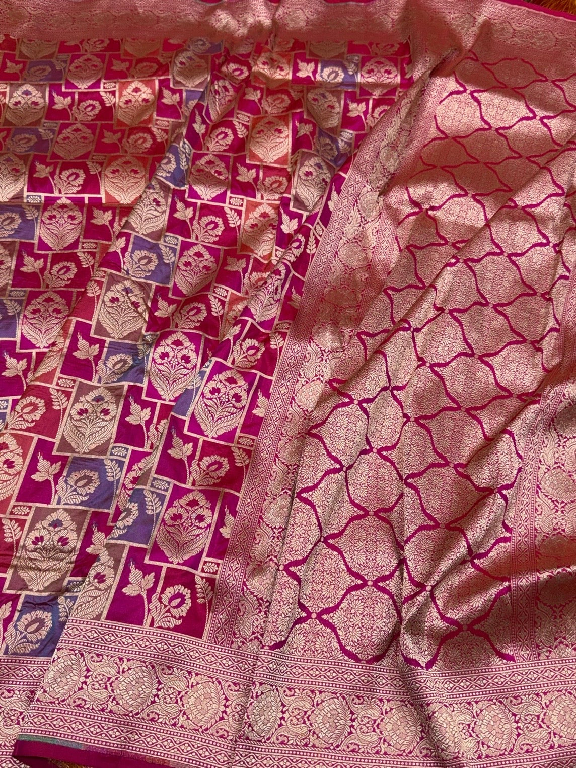 Multicolour Banarasi Pure Silk Saree – Cutwork Weave in 100% Pure Katan Silk