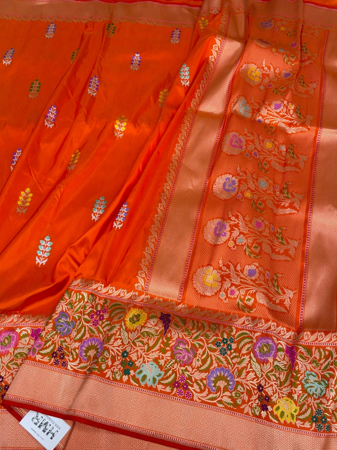 Orange Handwoven Pure Banarasi Katan Silk Saree