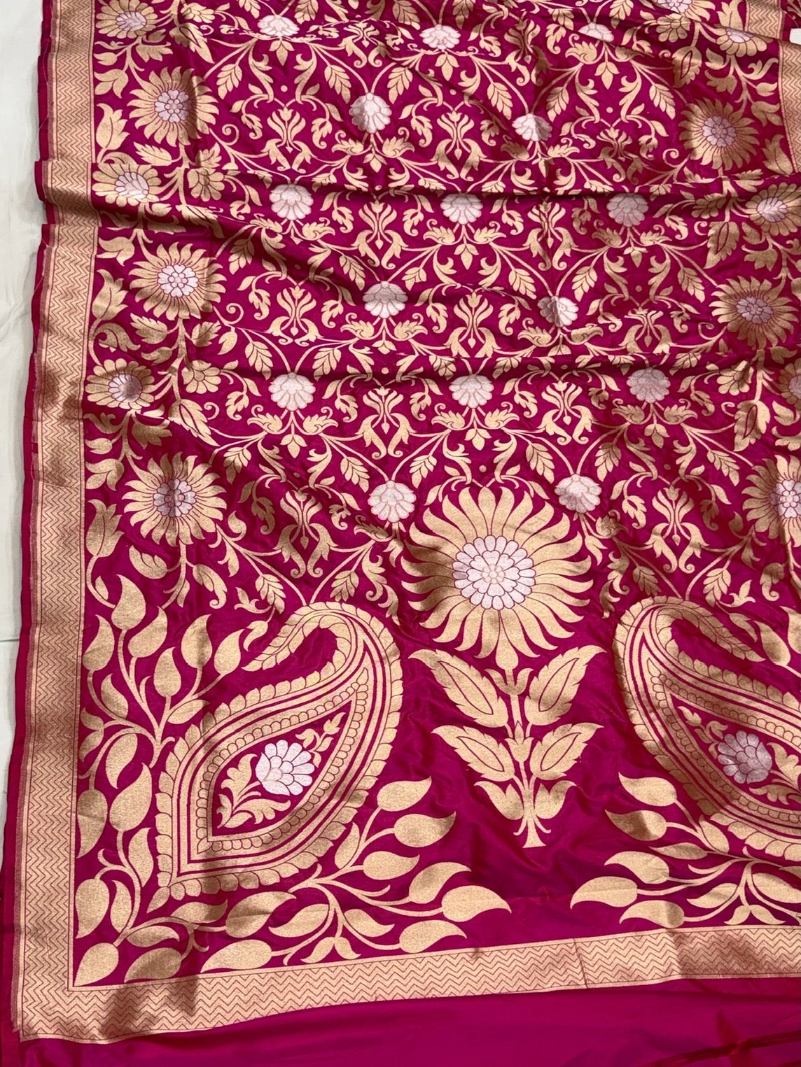 Rani Pink Banarasi Sona Rupa Pure Silk Saree