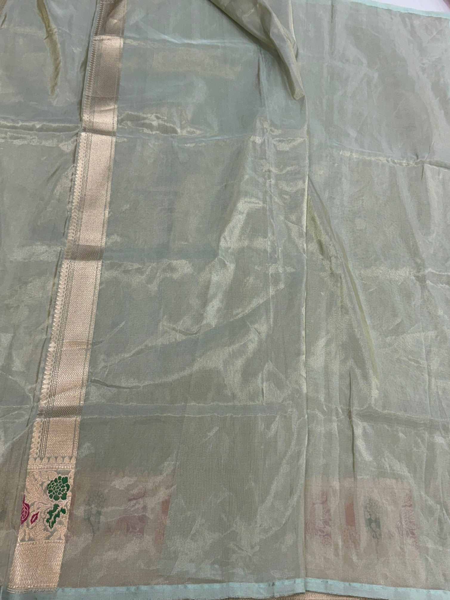 Pista Handwoven Pure Banarasi Tissue Silk Saree