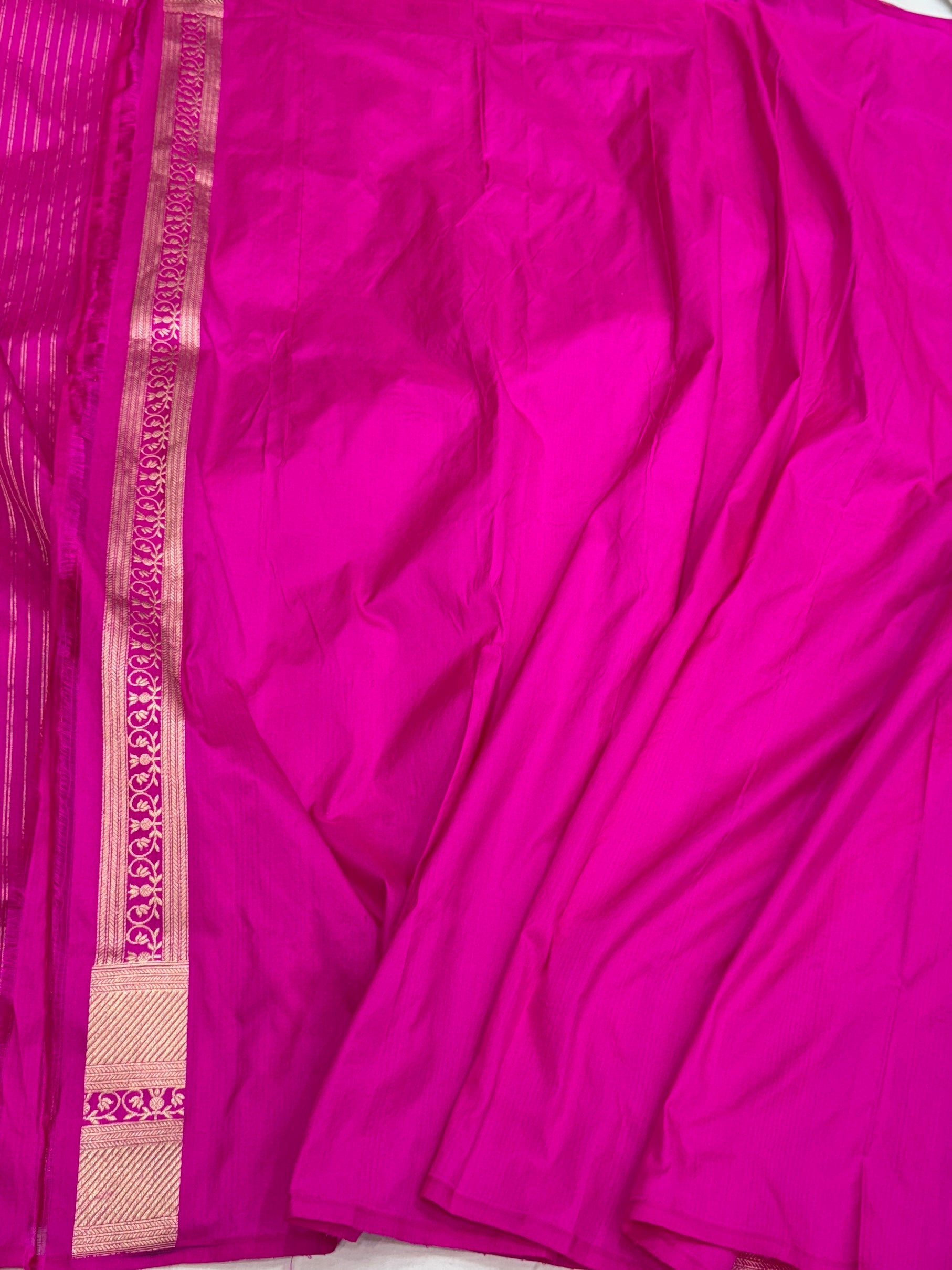 Rani Pink Handwoven Pure Banarasi Silk Saree