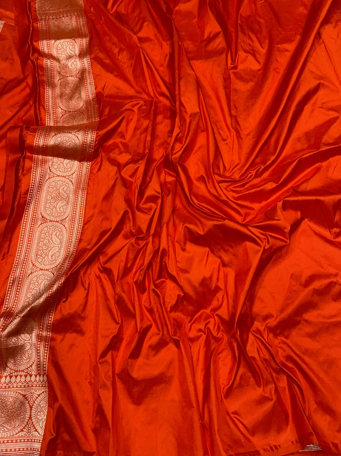 Orange Handwoven Pure Banarasi Katan Silk Saree