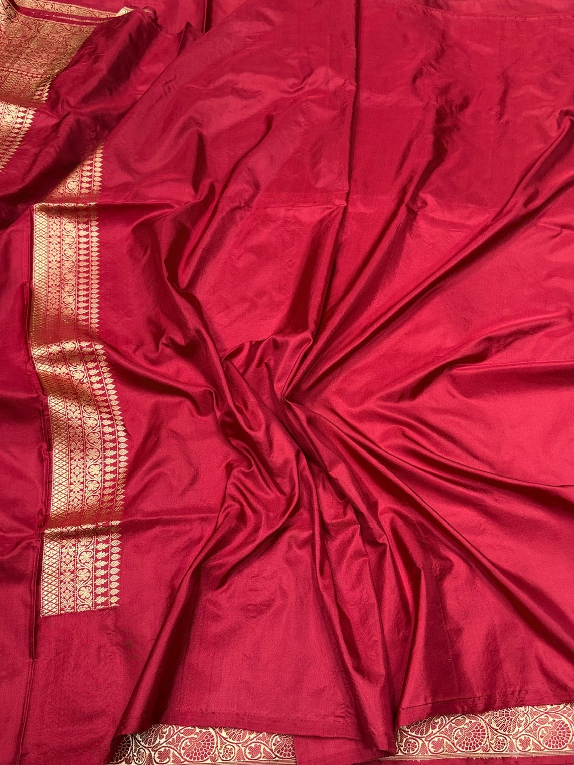 Red Pure Banarasi Silk Brocade Saree in Katan Mulberry Silk – Classic Banaras Weave