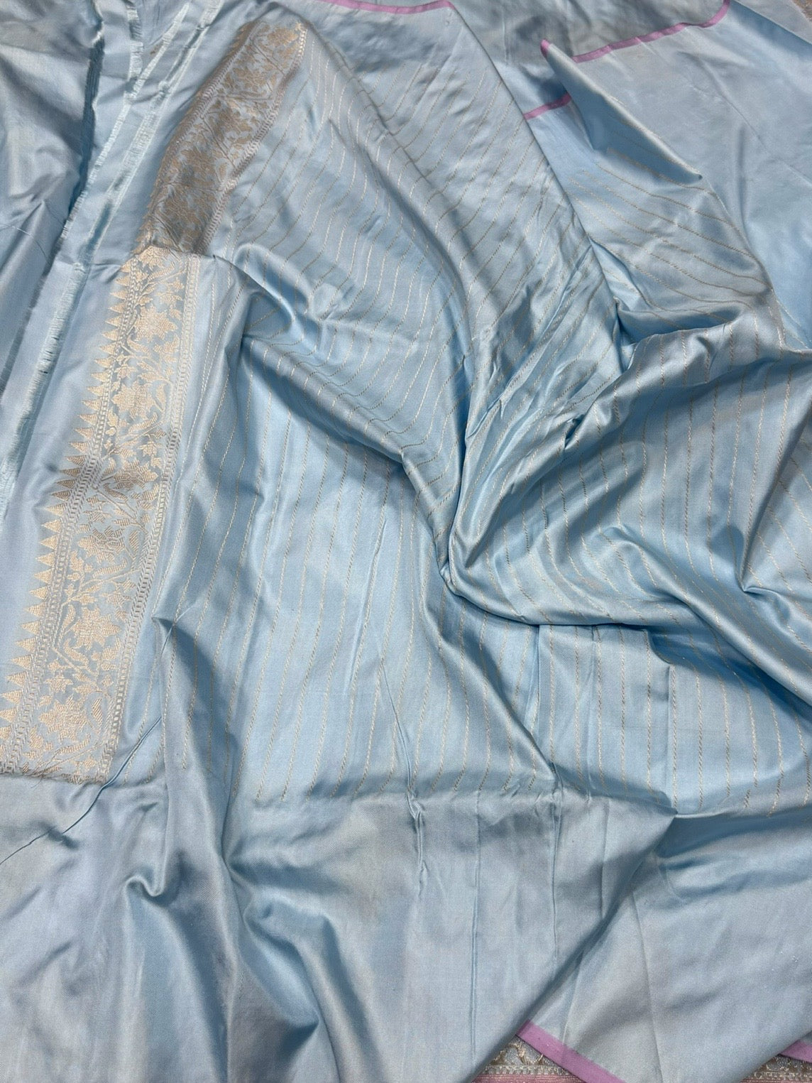 Sky Blue Handwoven Pure Banarasi Ektara Silk Saree