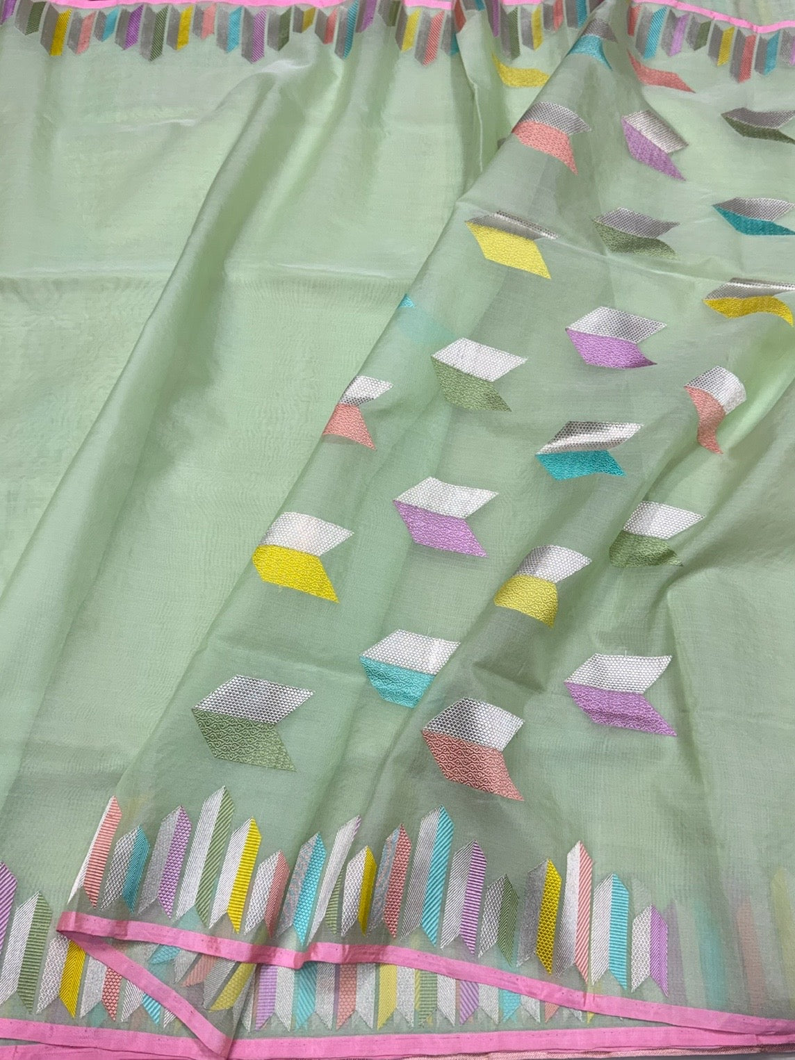 Pista Green Handwoven Pure Organza Silk Saree