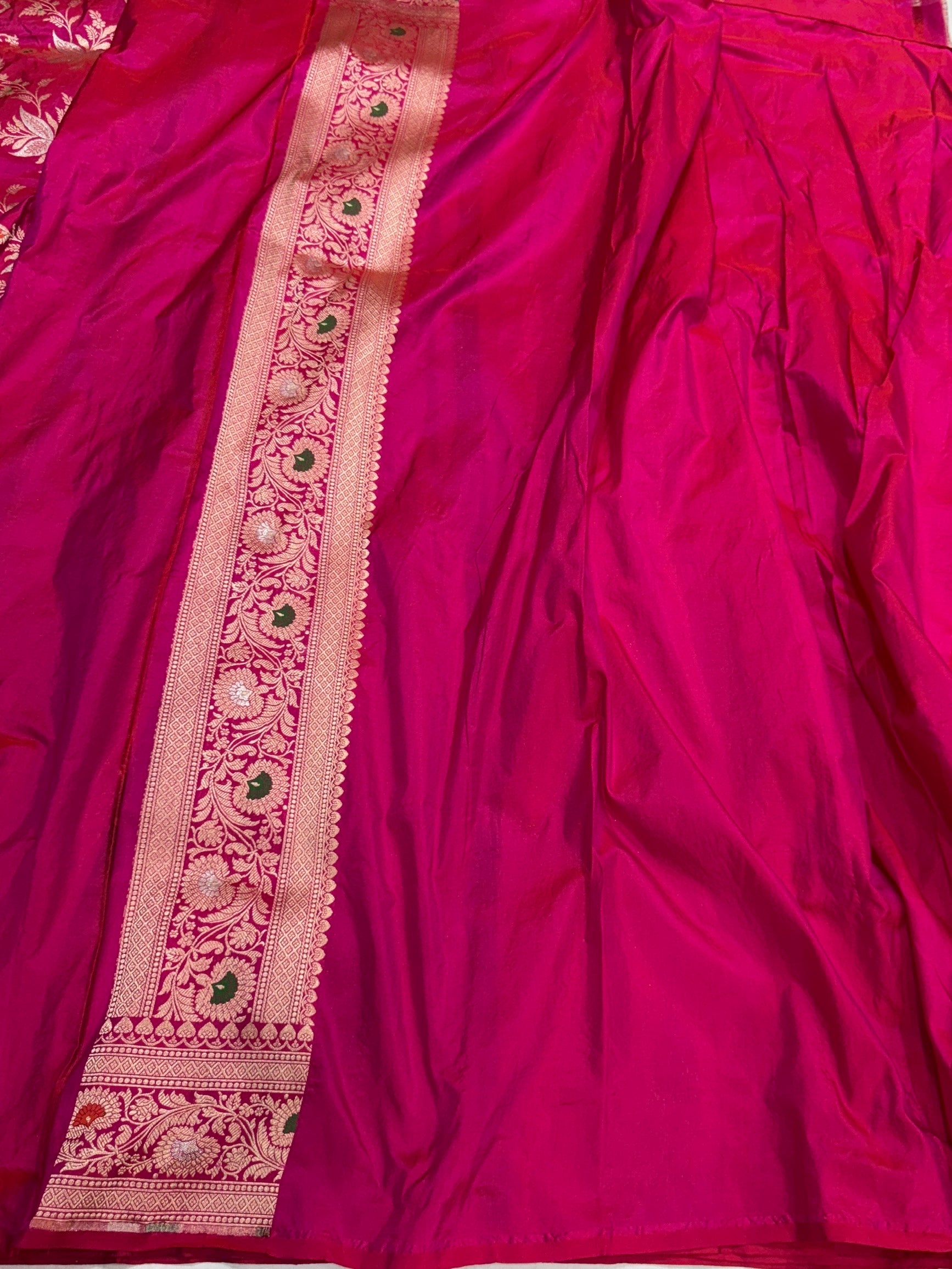 Rani Pink Banarasi Minakari Pure Katan Silk Saree