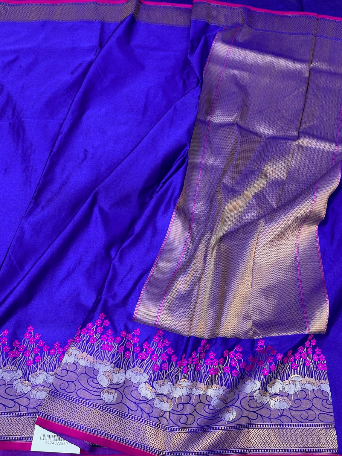 Royal Blue Handwoven Pure Banarasi Satin Silk Saree