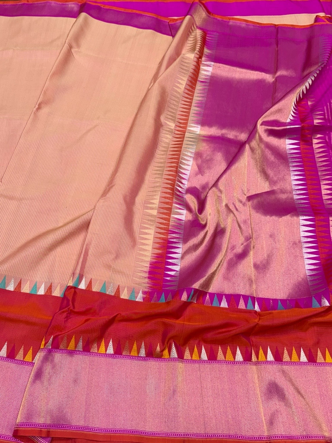 Peach Handwoven Pure Banarasi Katan Silk Saree