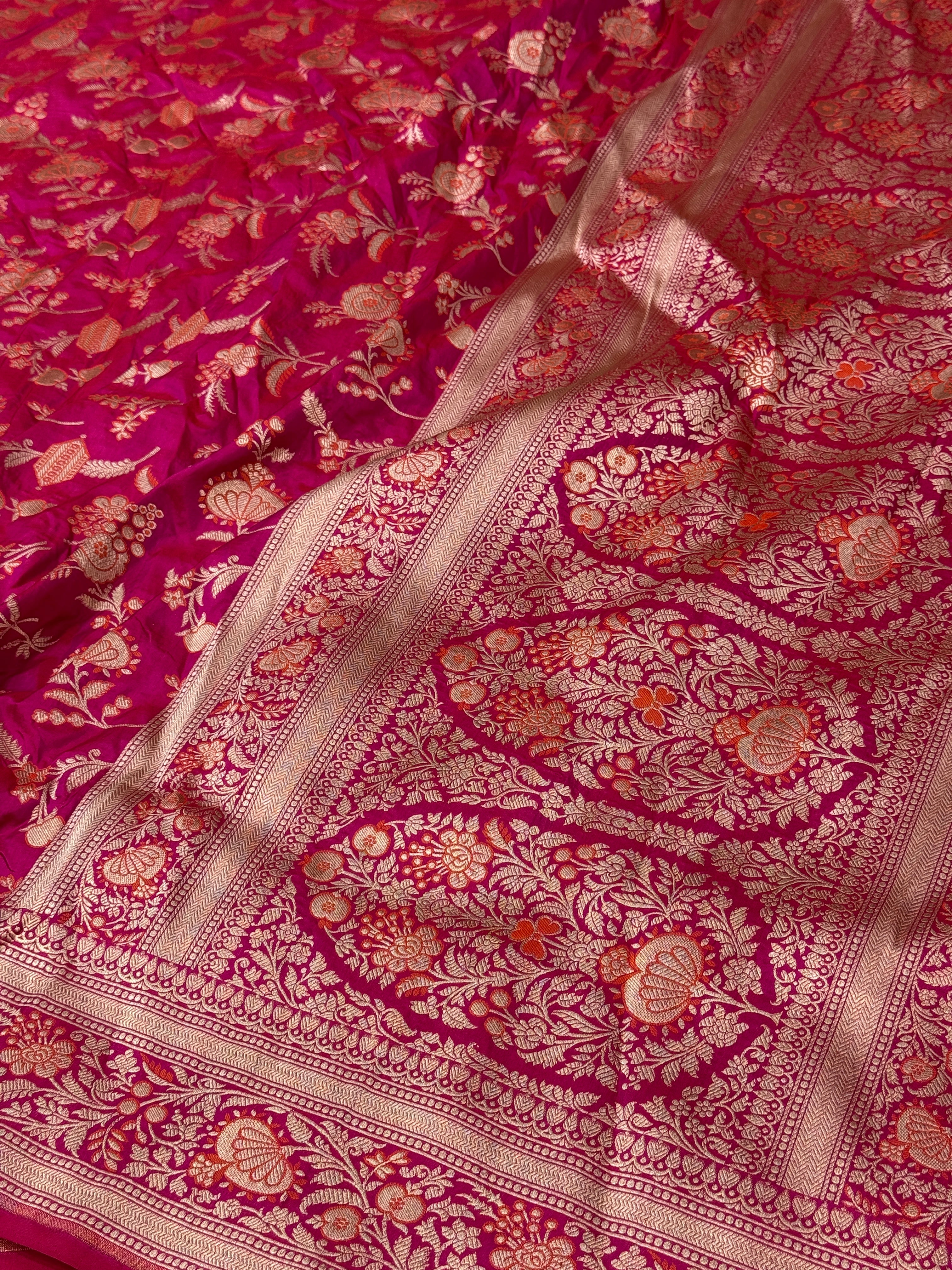 Rani Pink Minakari Pure Silk Saree