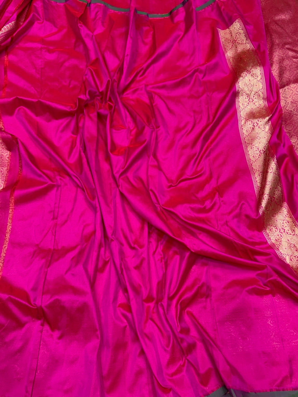 Rani Pink Pure Banarasi Silk Brocade Saree in Katan Mulberry Silk