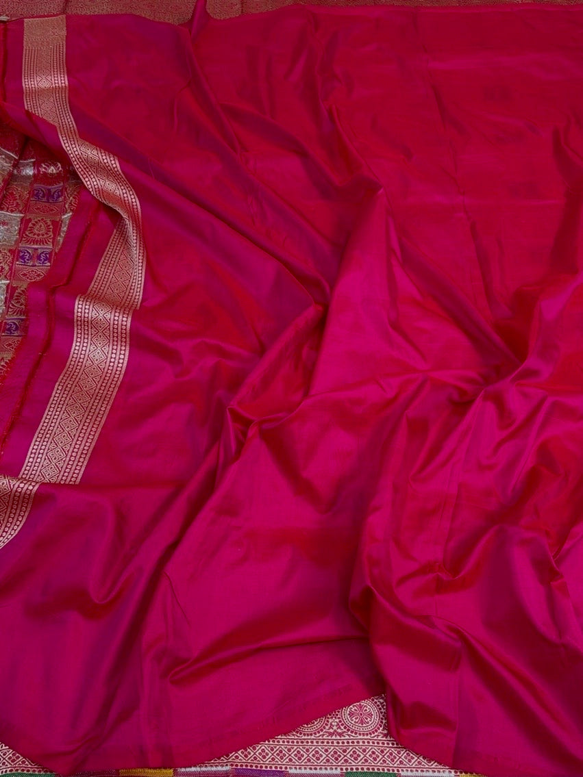 Rani Pink Rangkaat Pure Banarasi Katan Silk Saree