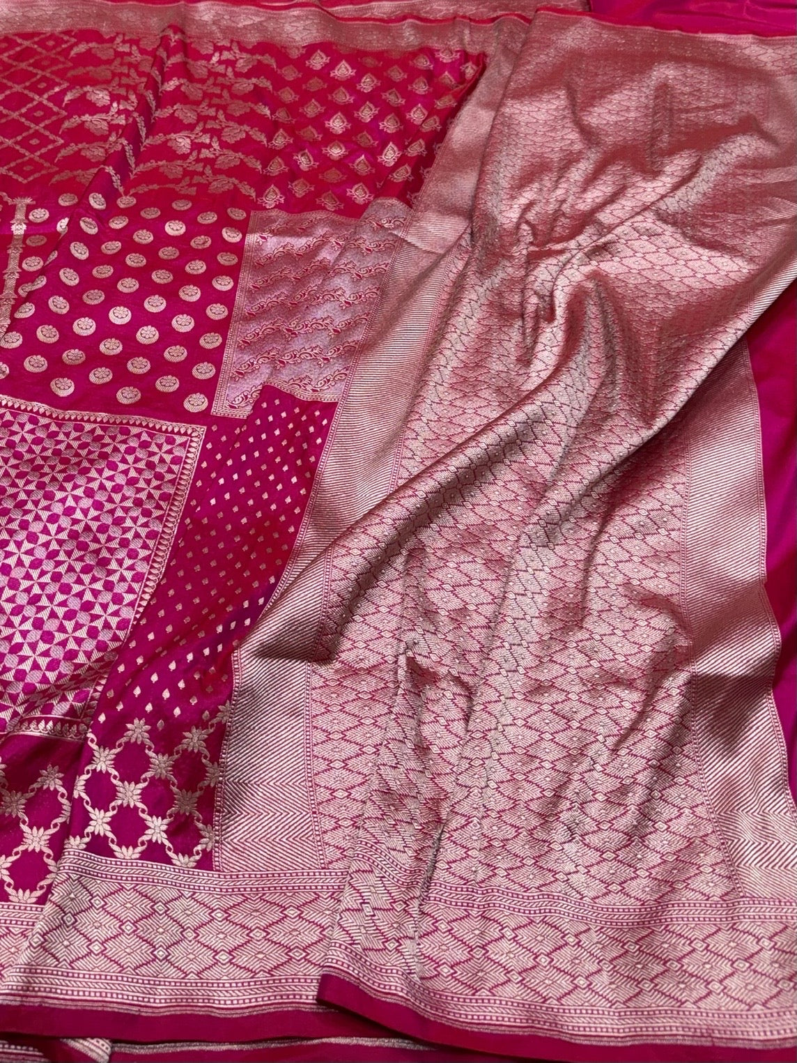Rani Pink Banarasi Pure Katan Silk Saree