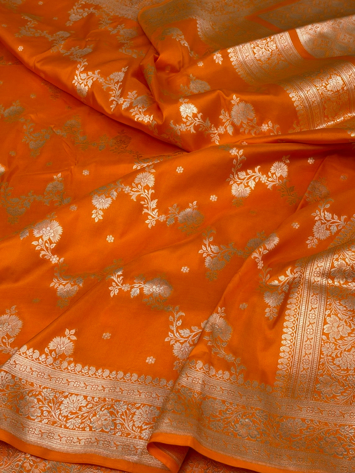 Orange Pure Banarasi Katan Silk Saree