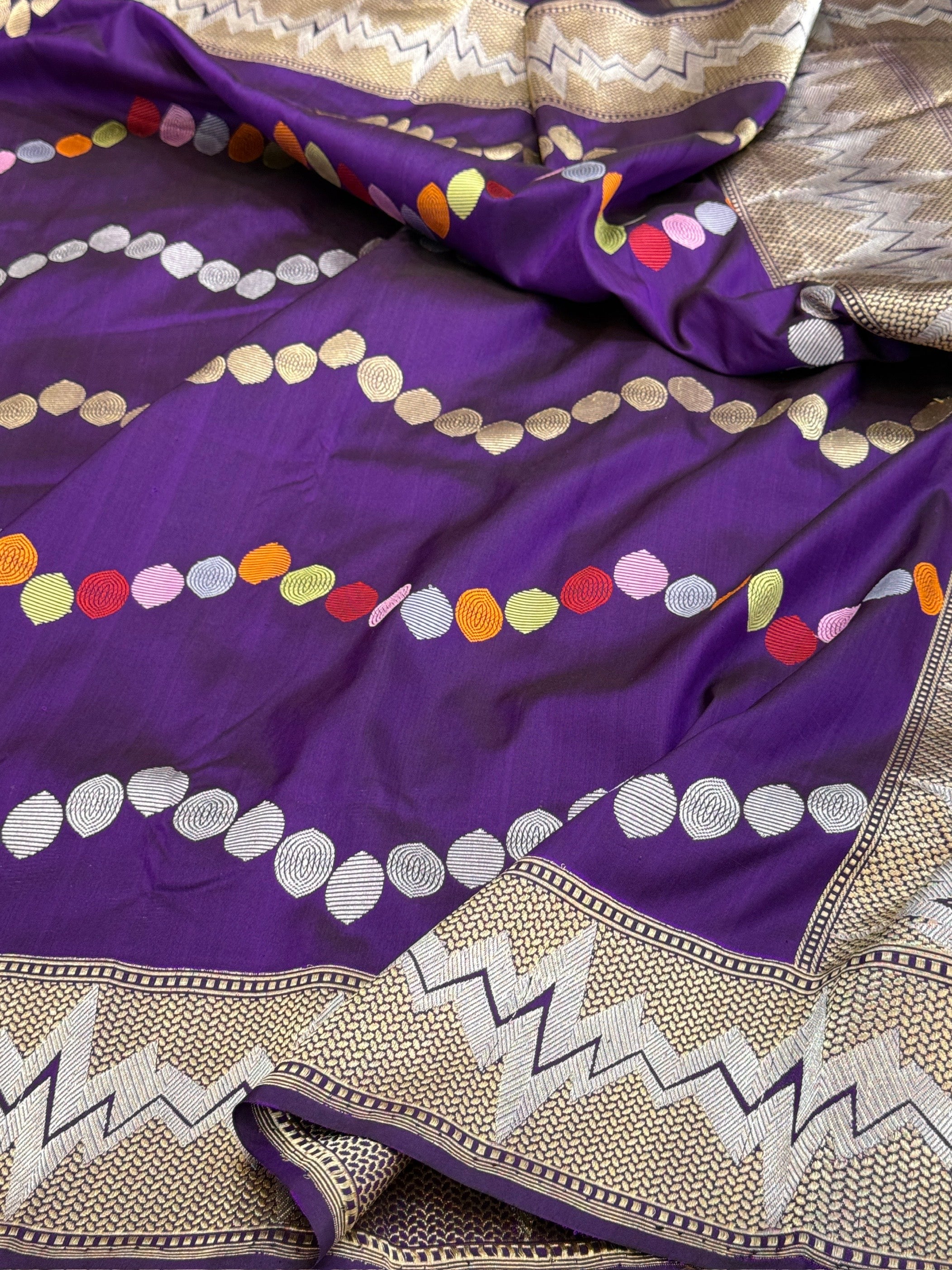 Purple Handwoven Pure Banarasi Silk Saree