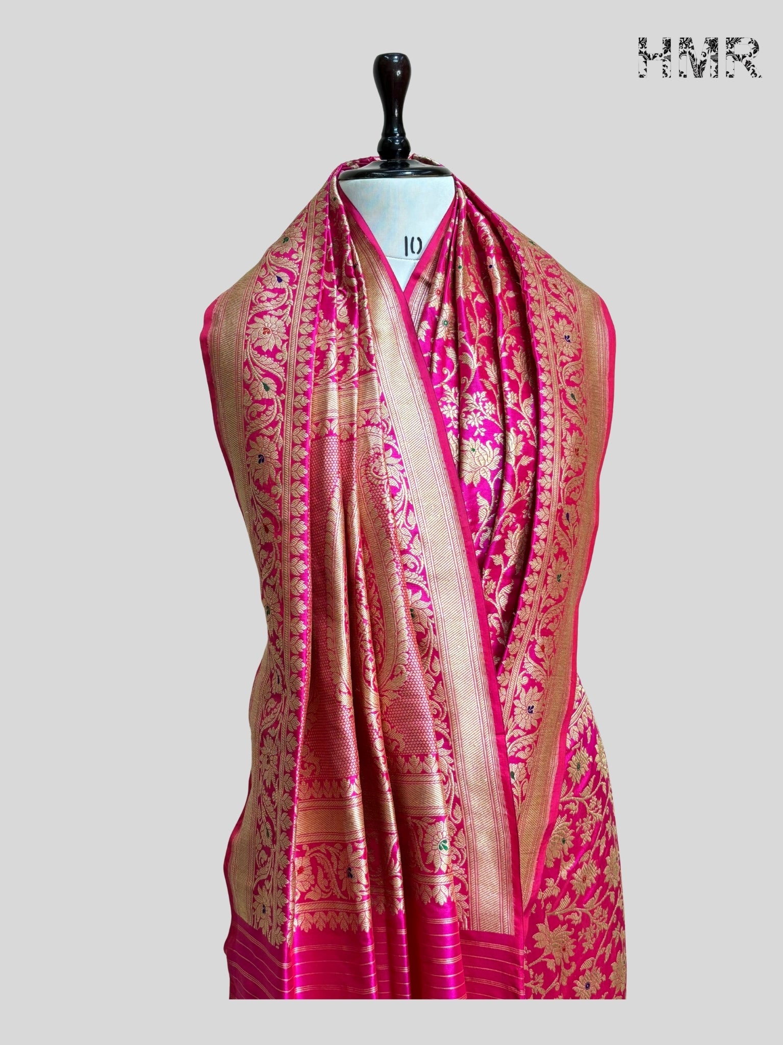 Rani Pink Handwoven Banarasi Pure Silk Saree