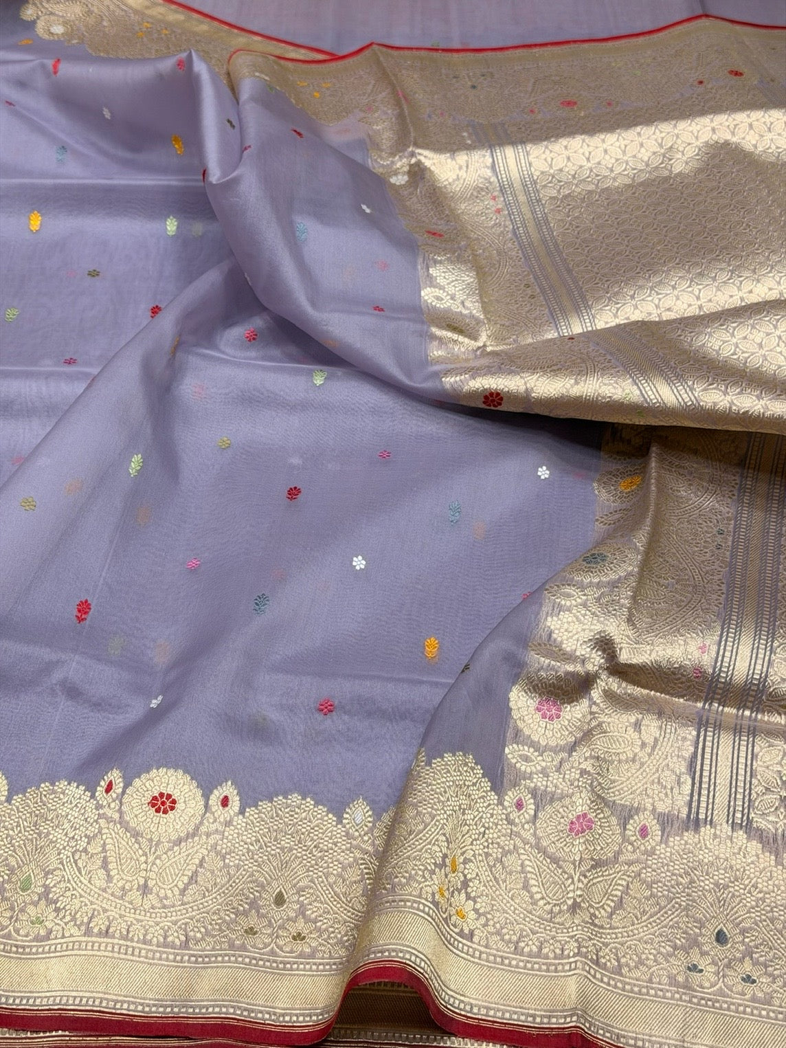 Dusty Lavender Handwoven Pure Organza Silk Saree