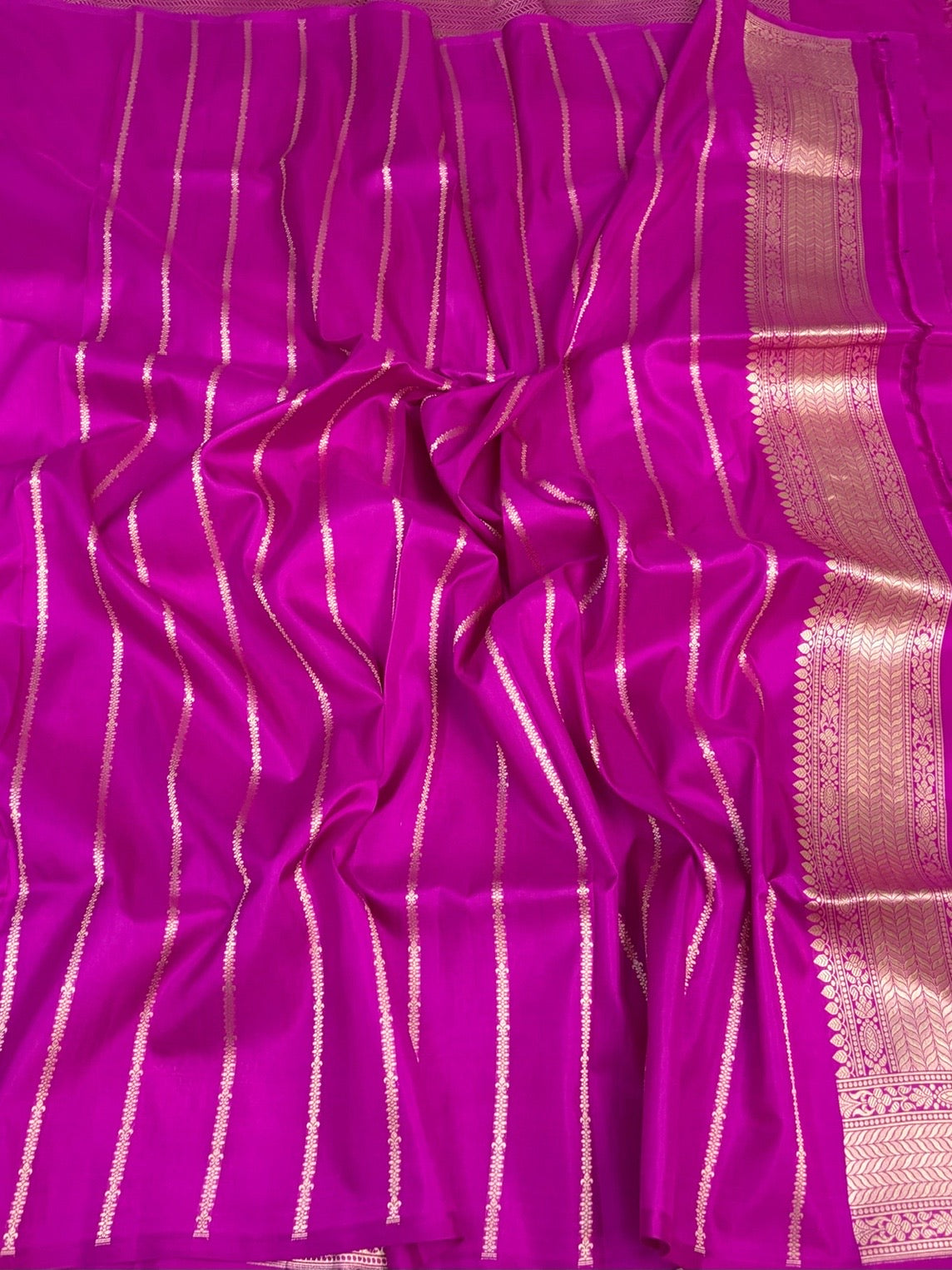 Magenta Pink Banarasi Pure Katan Silk Saree