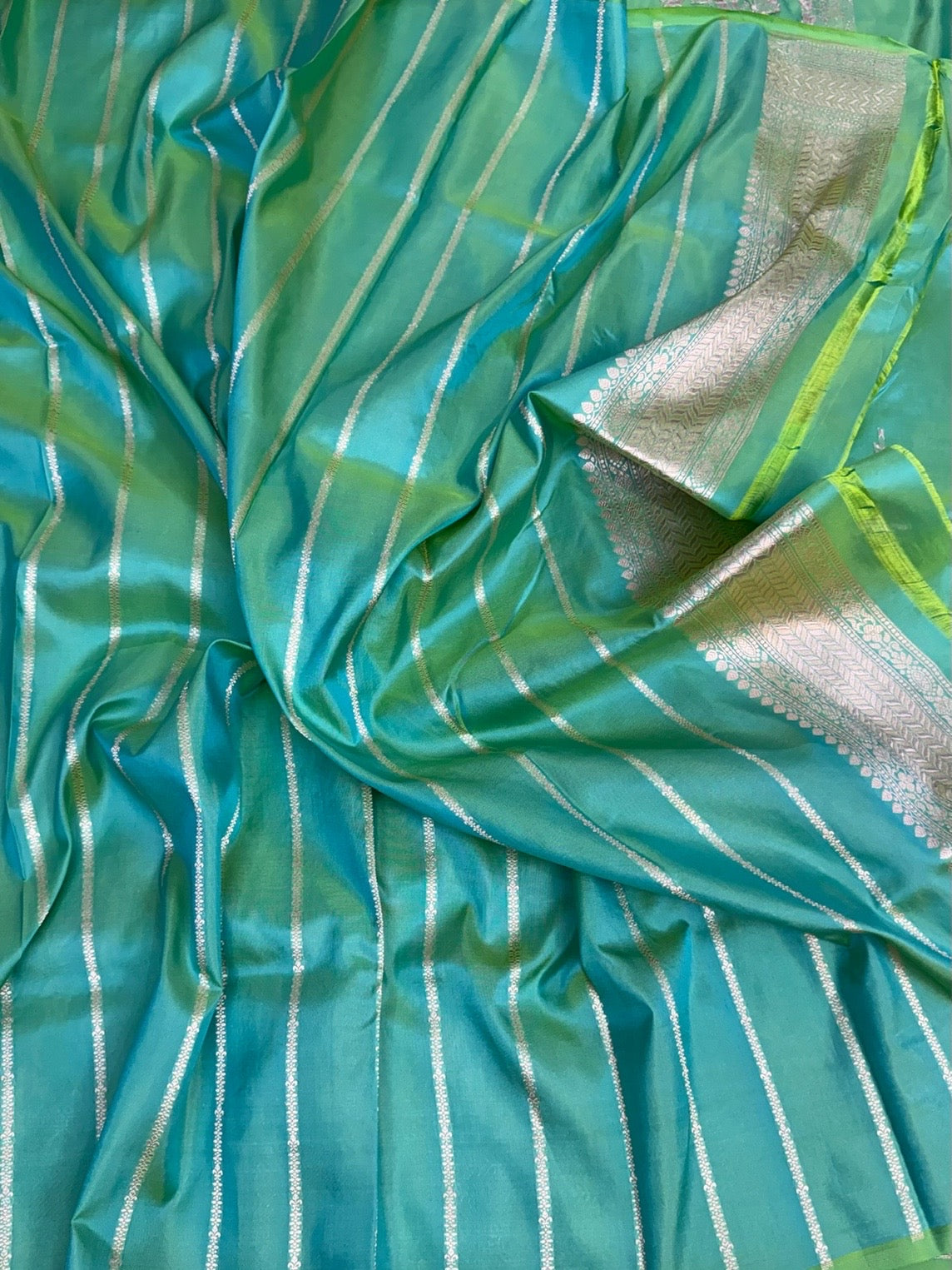 Sea Green Banarasi Pure Katan Silk Saree