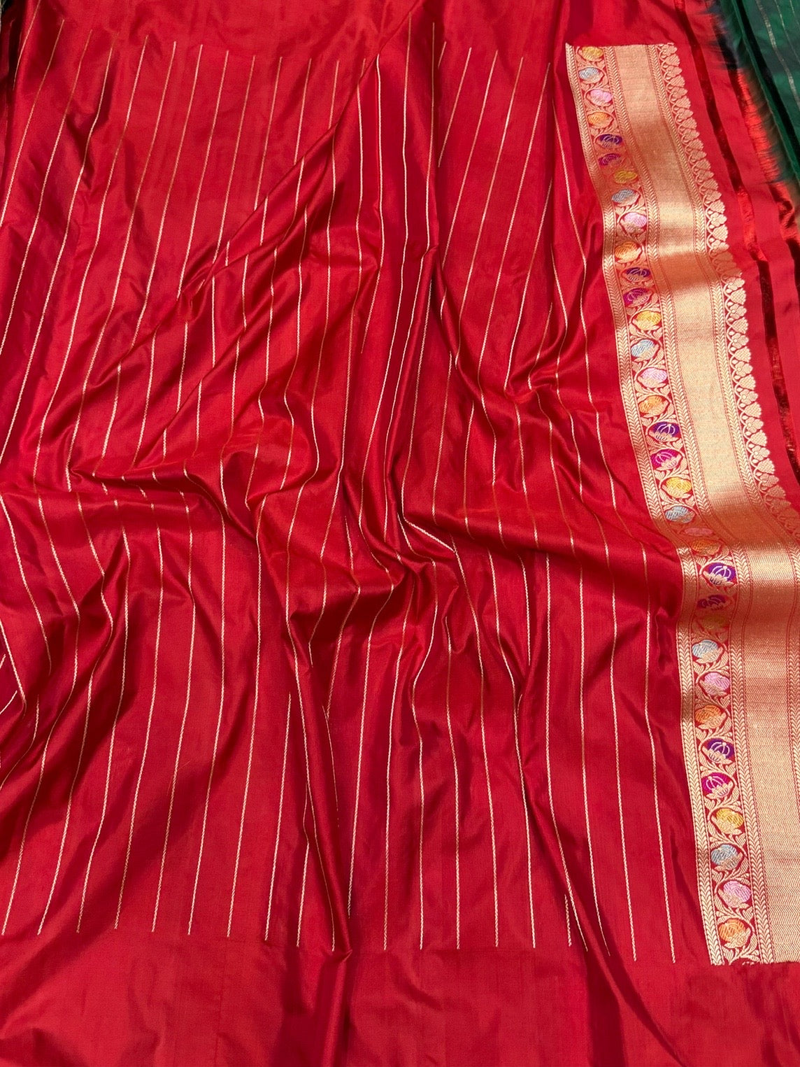 Bottle Green Handwoven Pure Banarasi Silk Saree