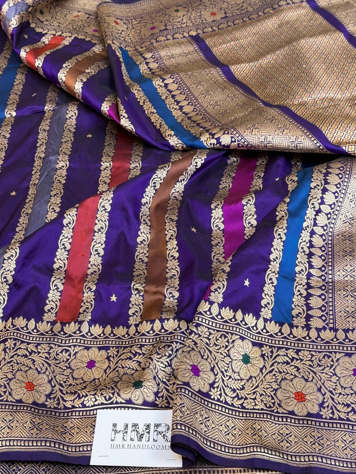 Purple Handwoven Pure Banarasi Rangkaat Silk Saree