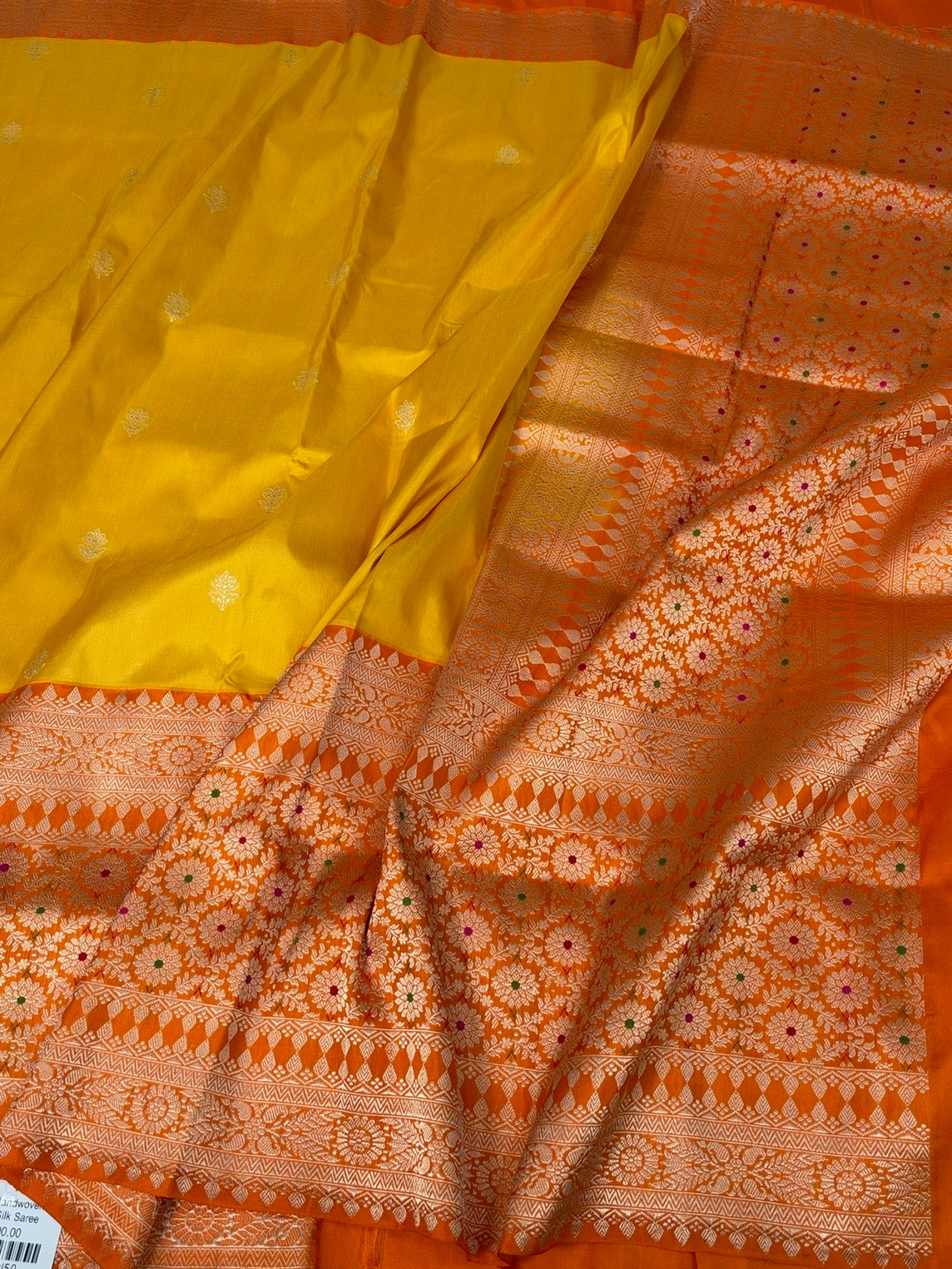 Yellow Handwoven Pure Banarasi Ektara Silk Saree