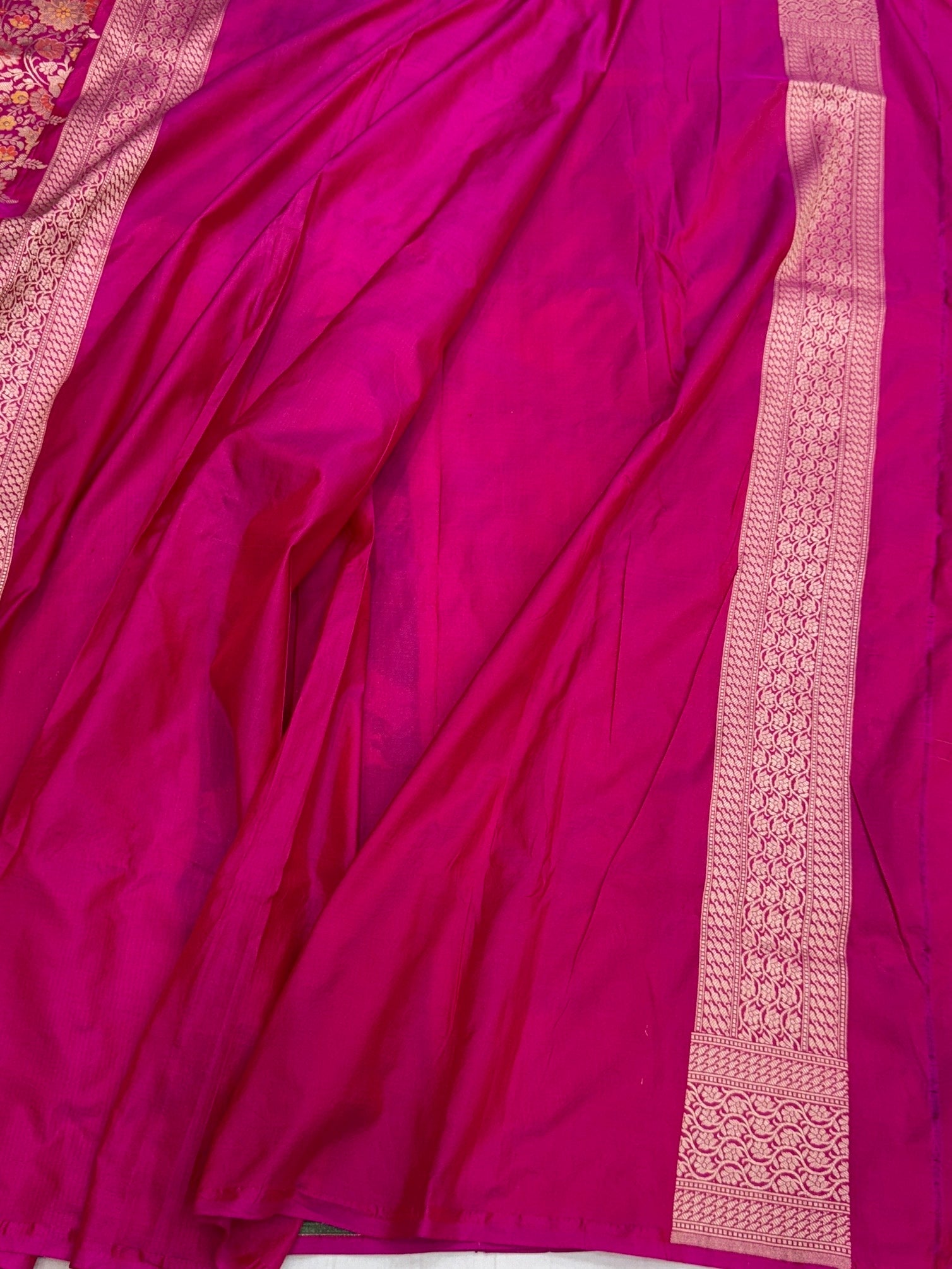 Rani Pink Rangkaat Pure Banarasi Silk Saree