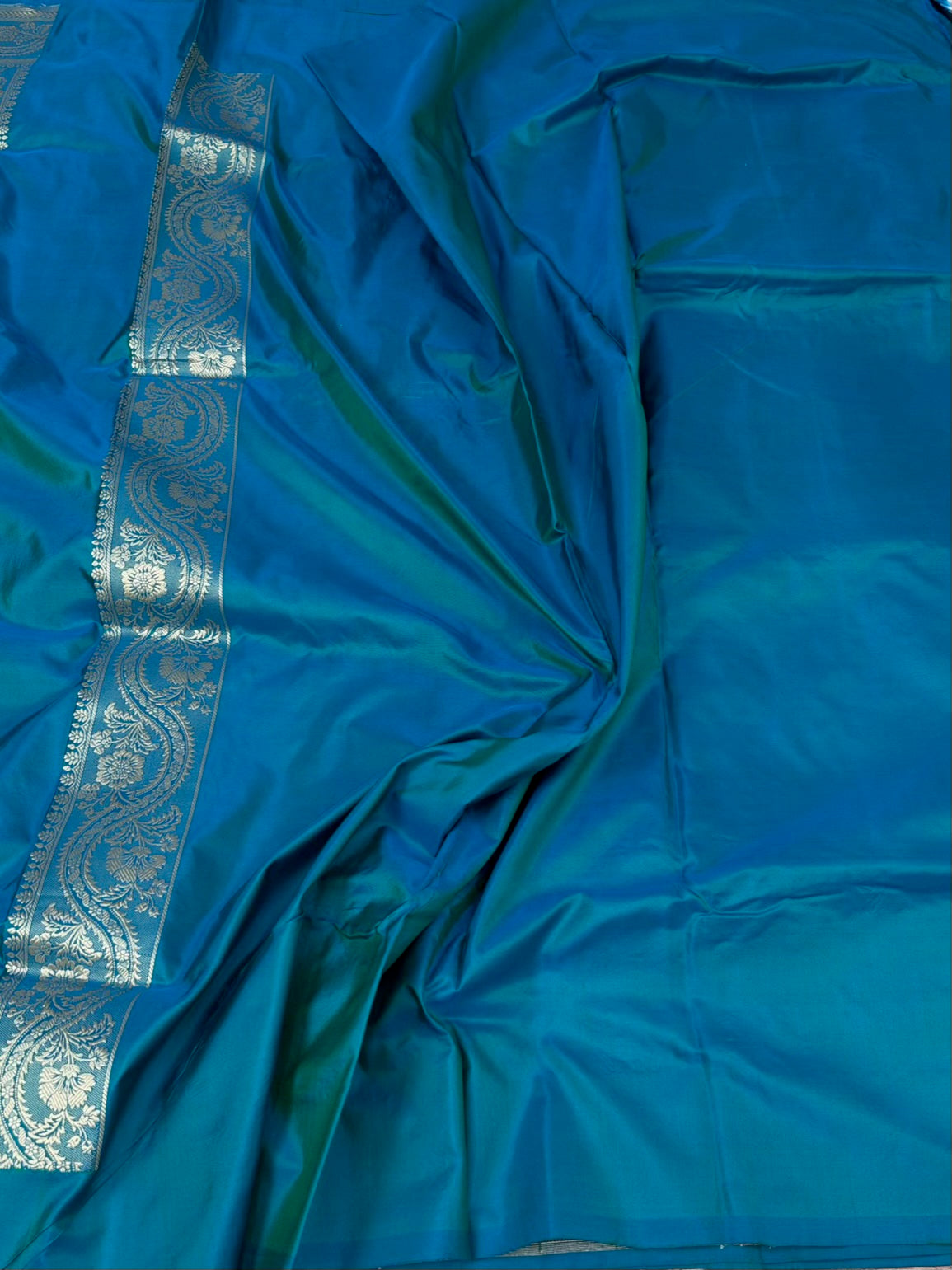 Sky Blue Handwoven Pure Banarasi Katan Silk Saree