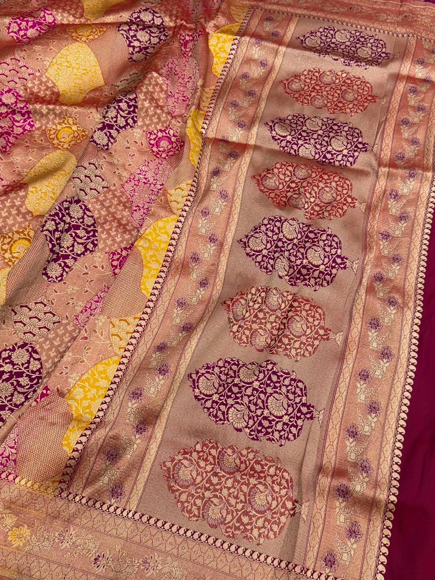 Multicolour Banarasi Pure Silk Saree – Cutwork Weave in 100% Pure Katan Silk