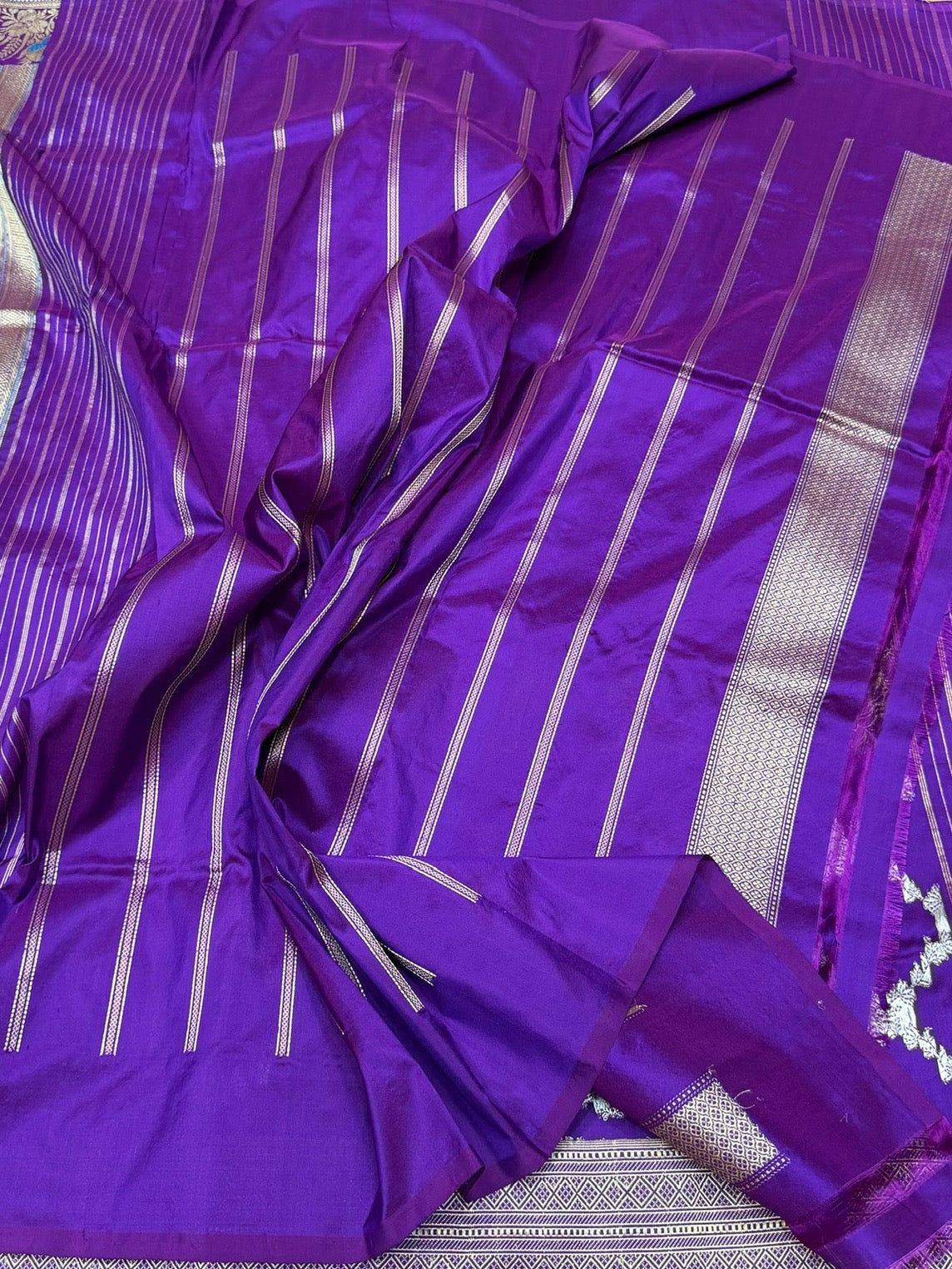 Purple Handwoven Pure Banarasi Silk Saree