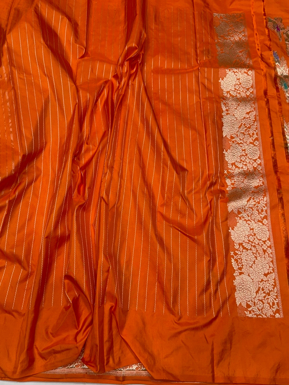 Orange Handwoven Pure Banarasi Silk Saree