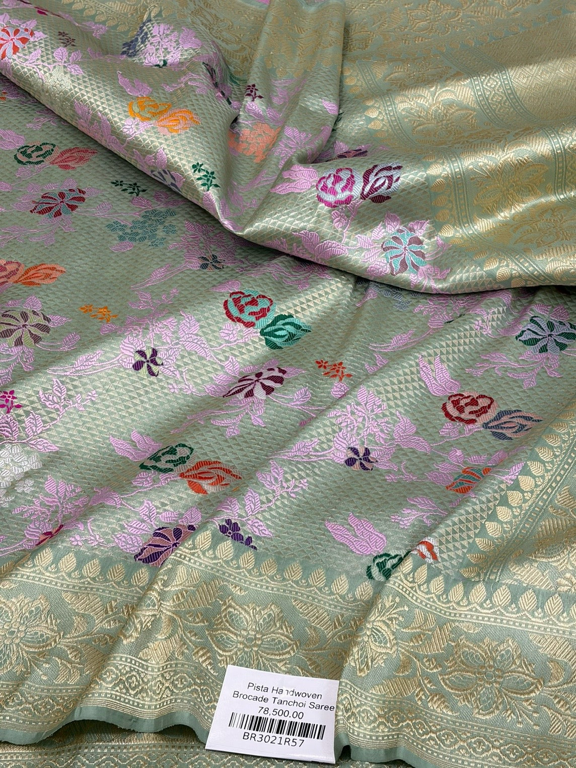 Pista Handwoven Banarasi Pure Silk Brocade Saree