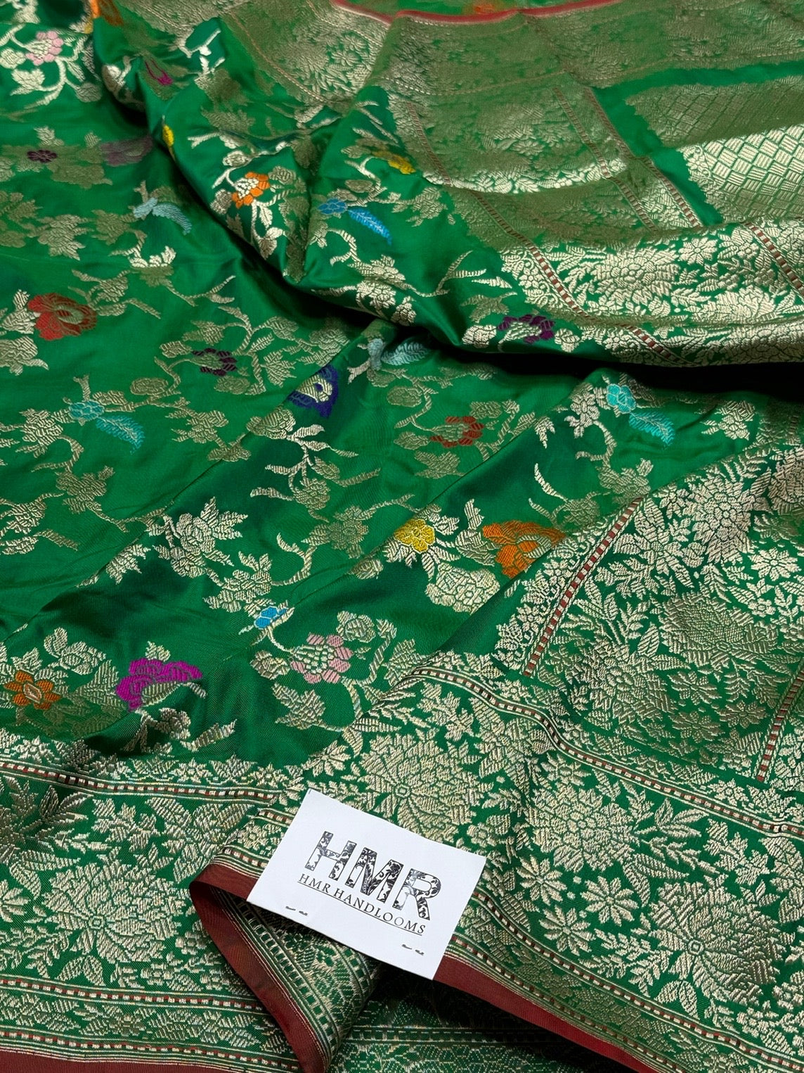 Green Handwoven Pure Banarasi Ektara Silk Saree