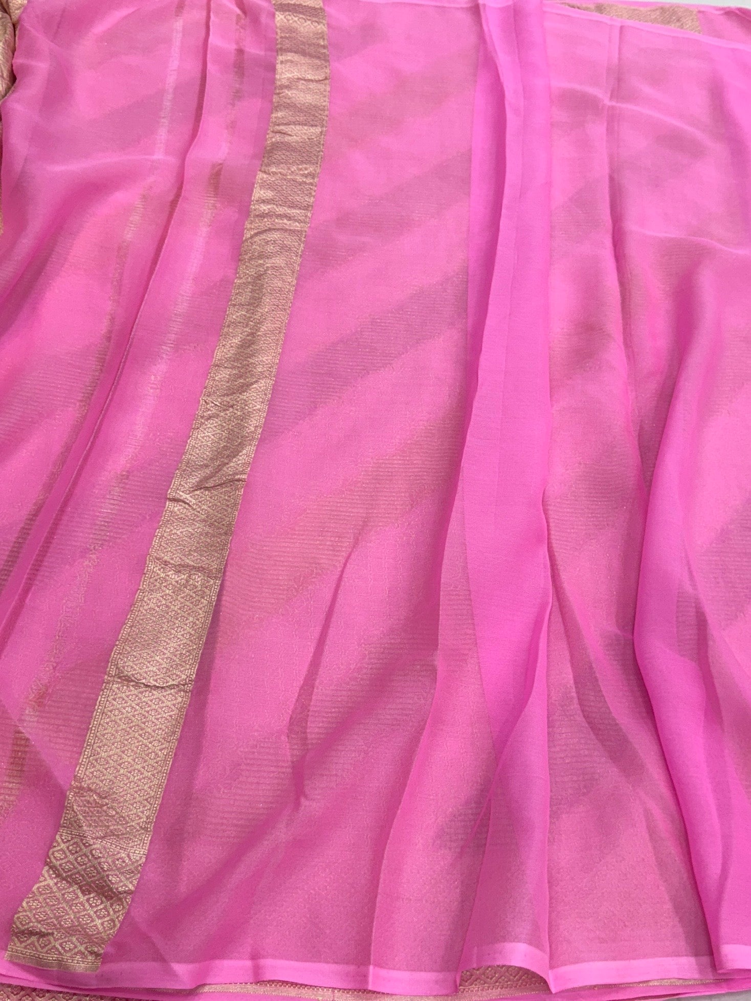 Baby Pink Pure Banarasi Chiffon Georgette Saree