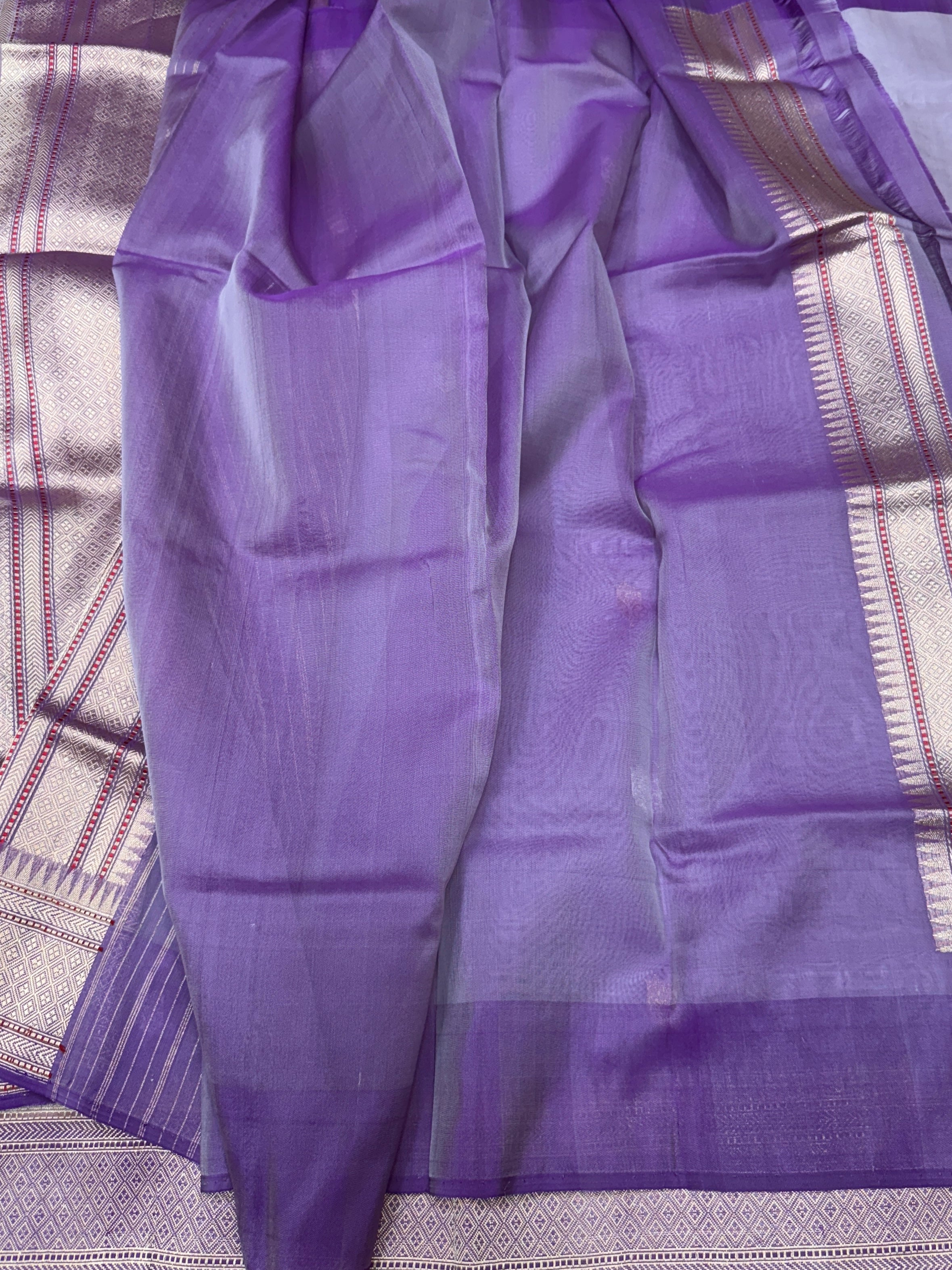 Lavender Handwoven Pure Banarasi Ektara Organza Saree