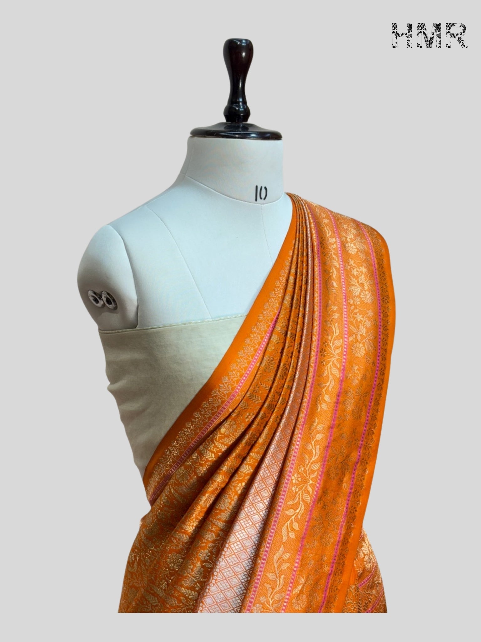 Orange Handwoven Pure Banarasi Silk Saree