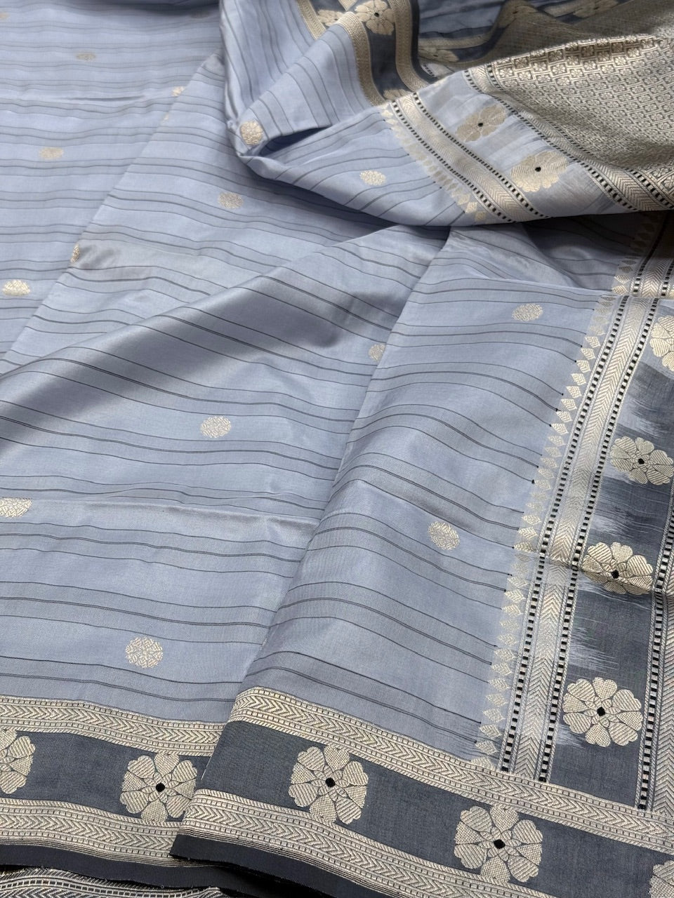 Handwoven Pure Kora Katan Silk Saree