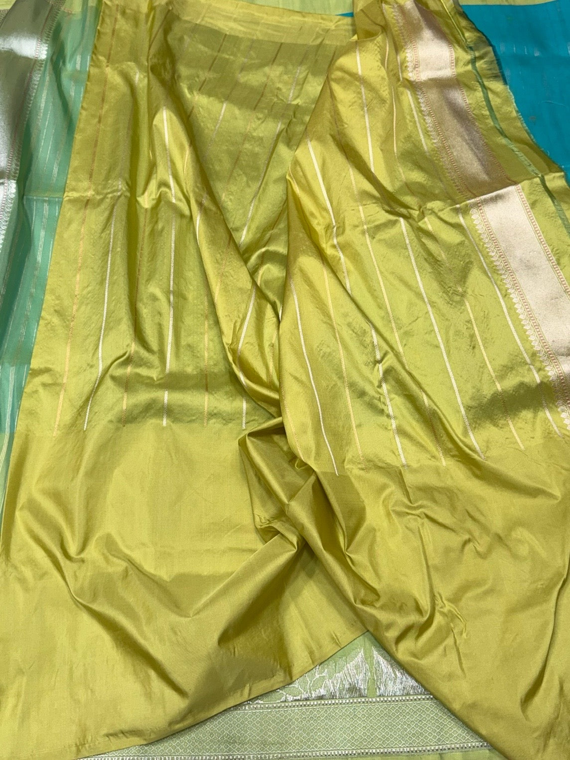 Sea Blue Handwoven Pure Organza Silk Saree