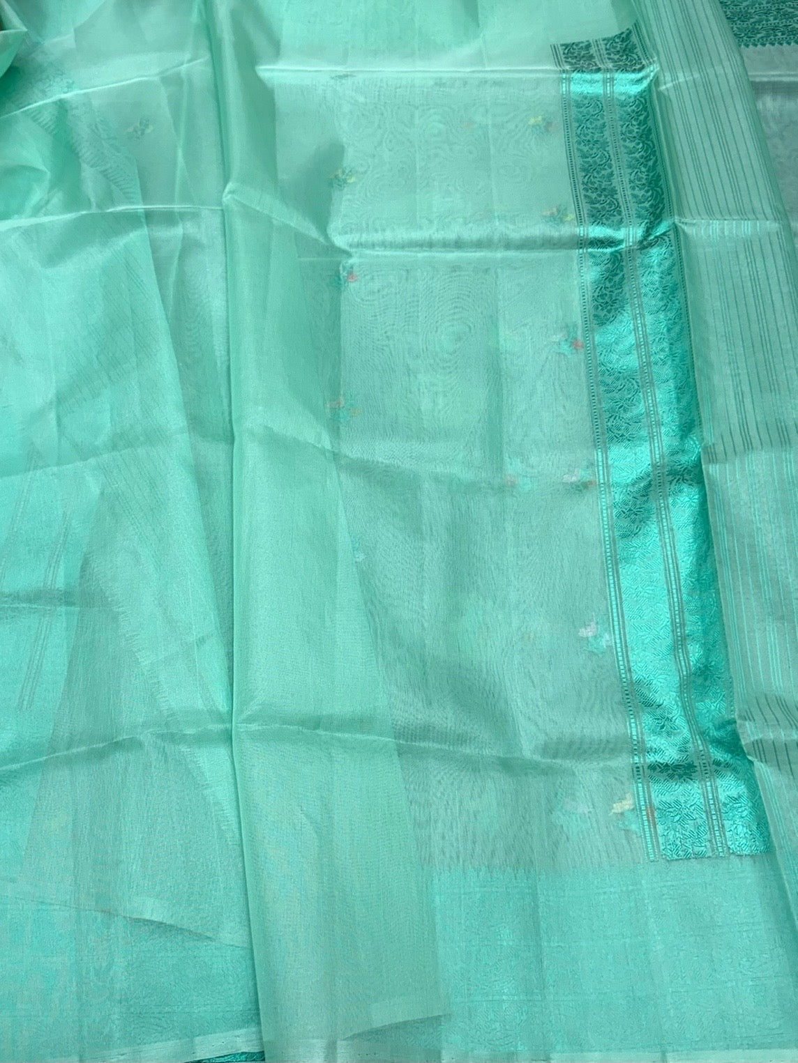 Sea Green Handwoven Pure Banarasi Organza Silk Saree
