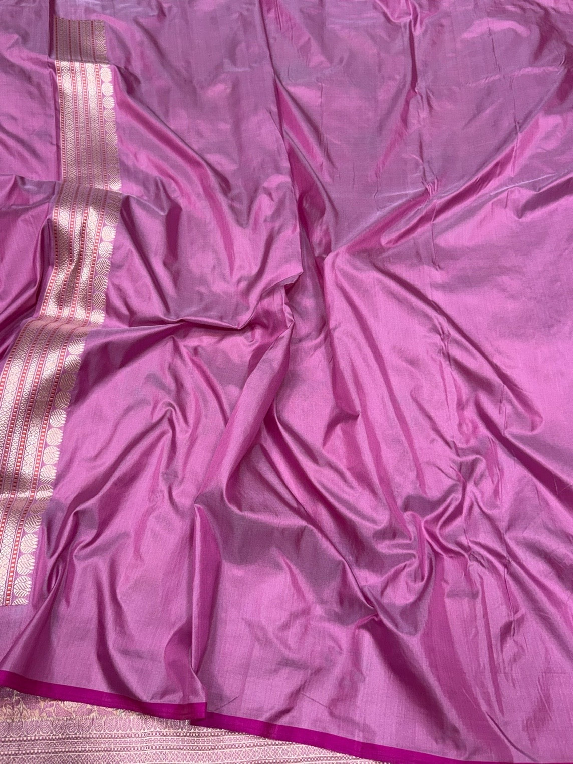 Pastel Pink Handwoven Pure Banarasi Satin Silk Brocade Saree