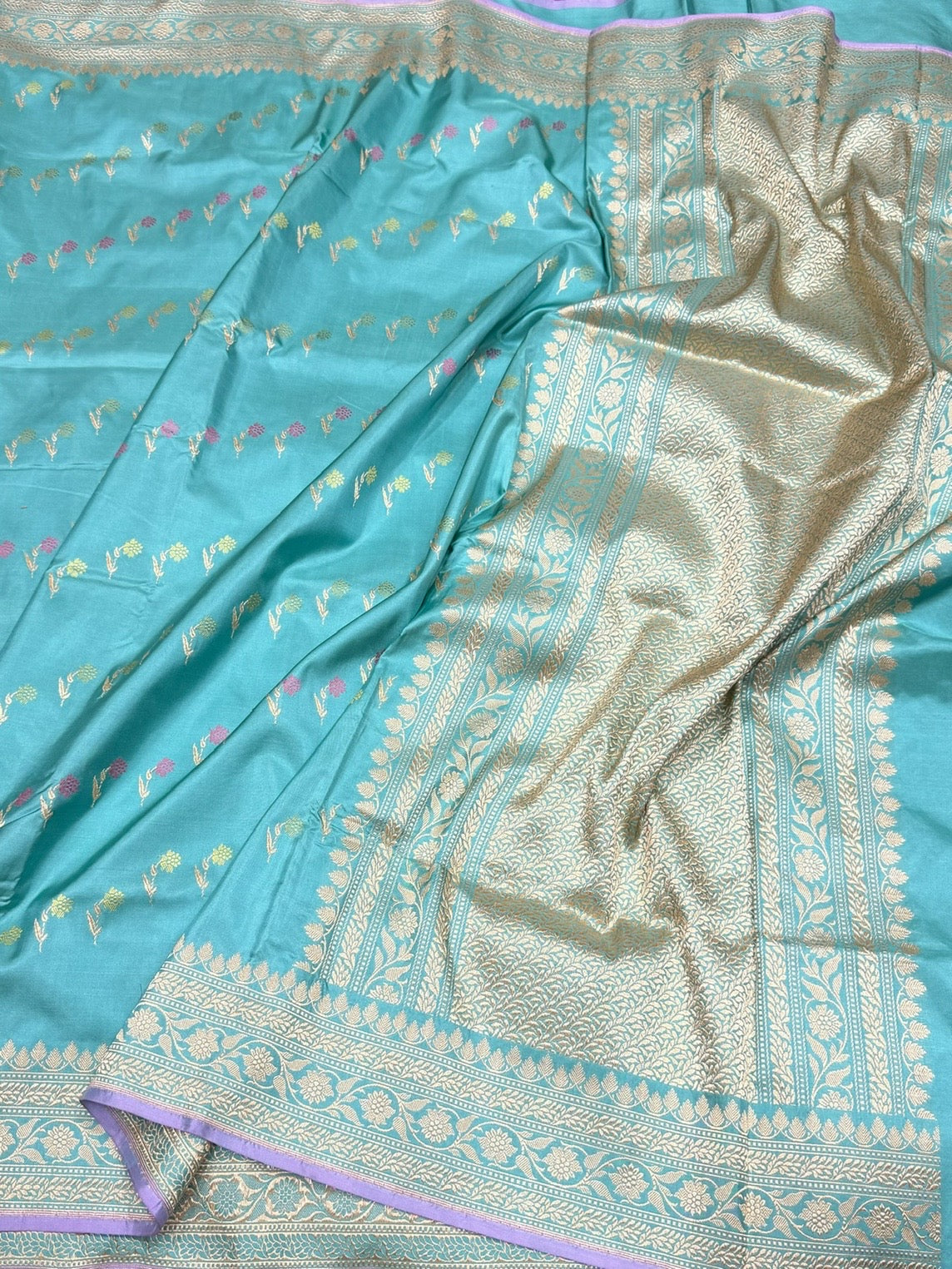 Sky Blue Handwoven Pure Banarasi Silk Saree